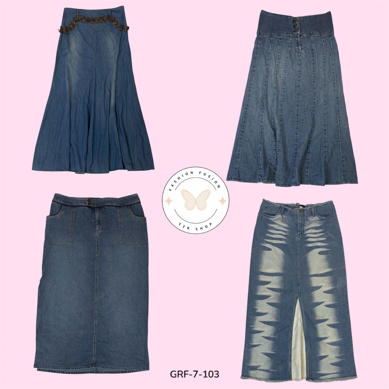 Jupe longue en denim vintage | Indispensable emblématique des années 2000 (GRF-7-103)