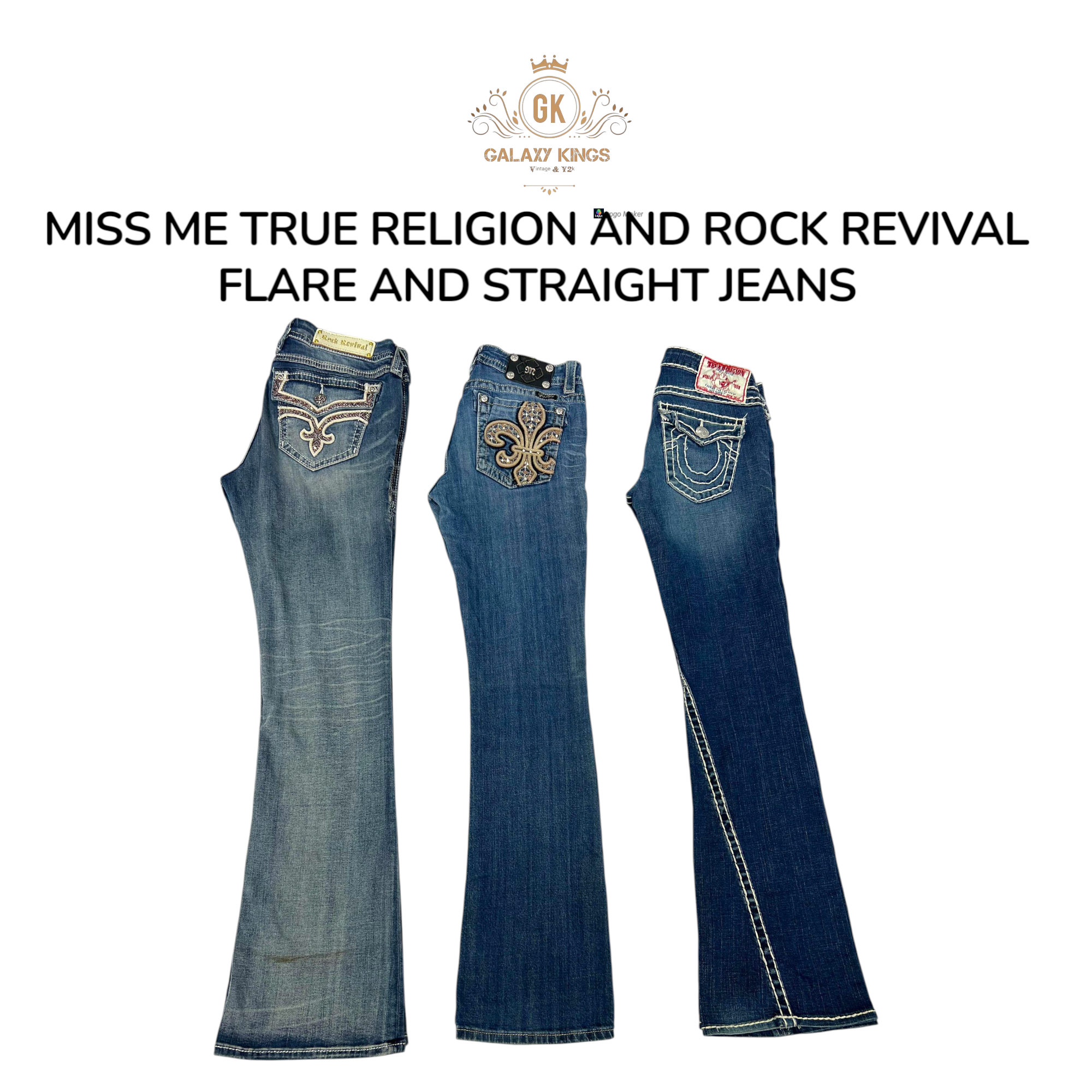 MISS me True Religion und Rock Revival Schlag- und gerade Jeans