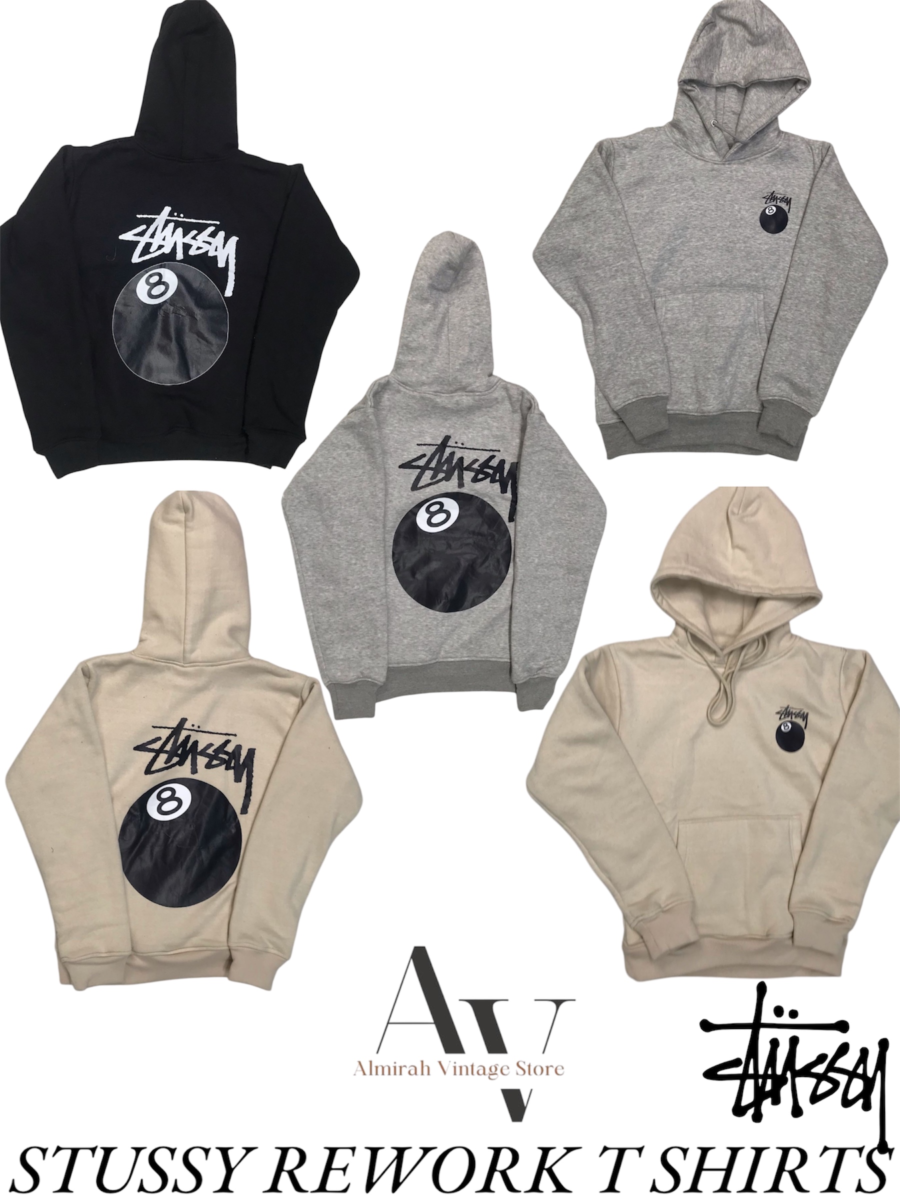 Stussy rework style 8ball hoodies