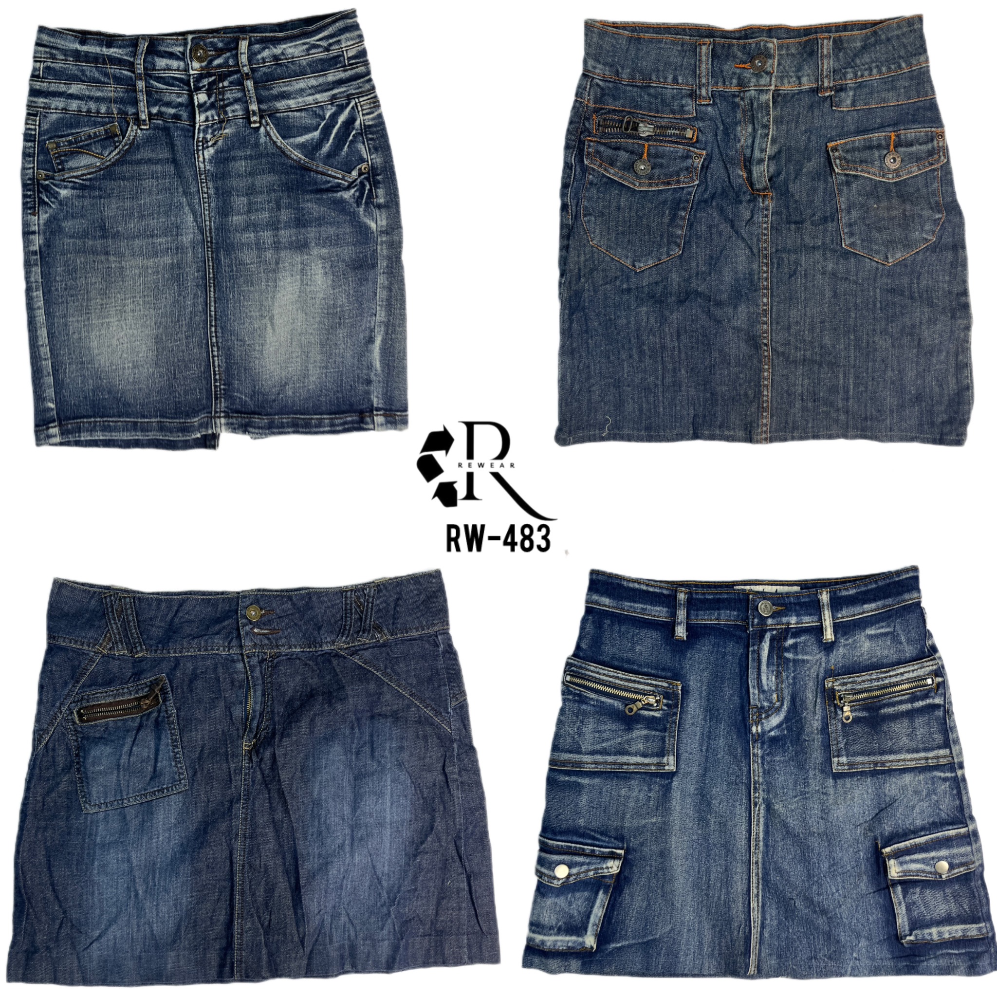 Y2K Cyber Girl Era Midi Denim Skirts (RW-483)