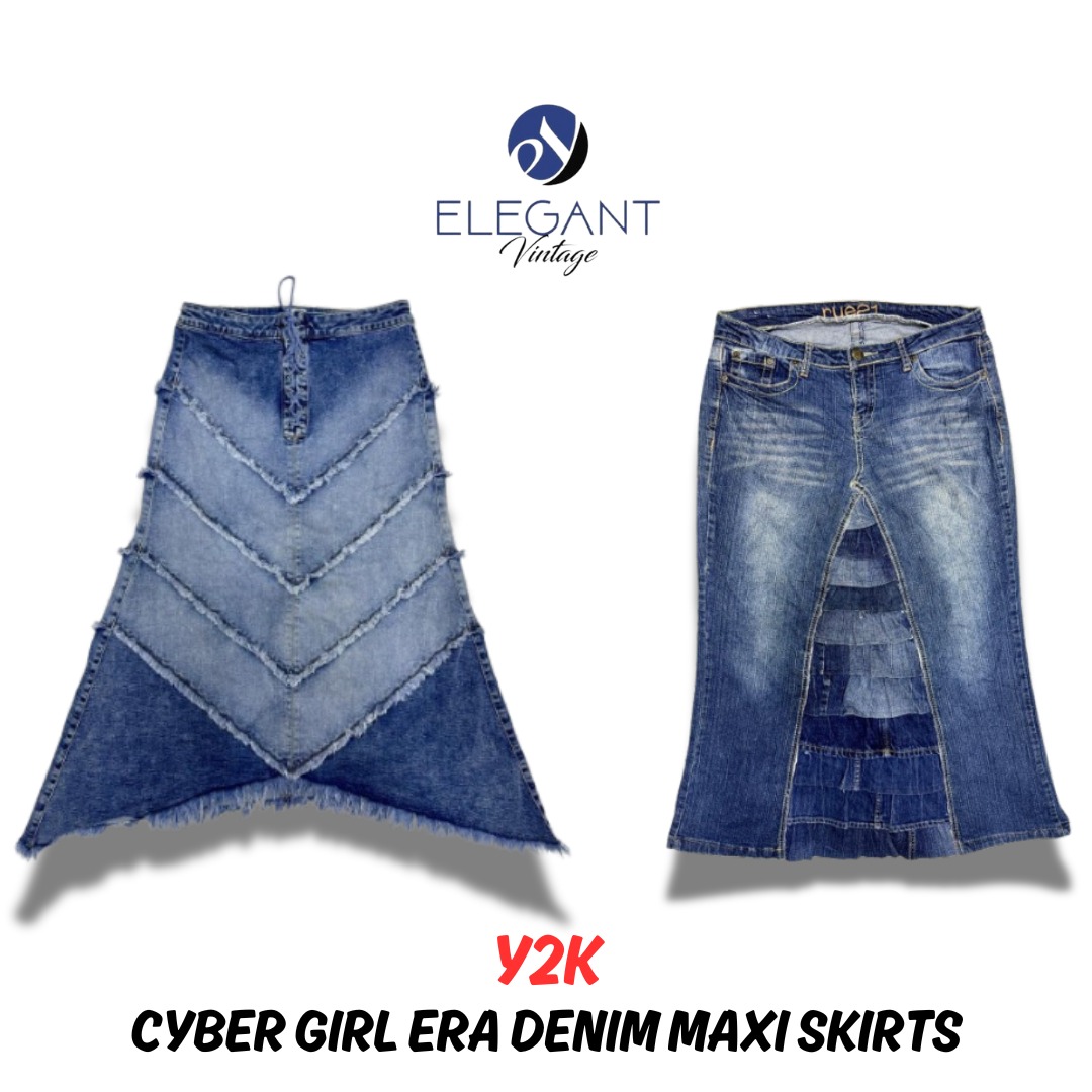 Saia Maxi de Denim da Era Y2K Cyber Girl - EV0212