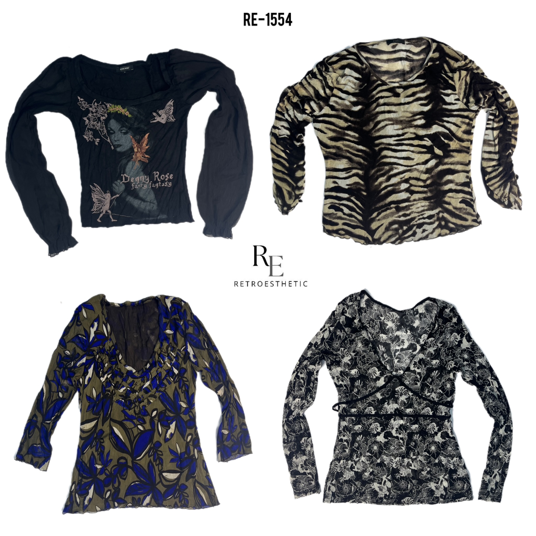 Y2K Grunge Full Sleeve mesh Tops (RE-1554)