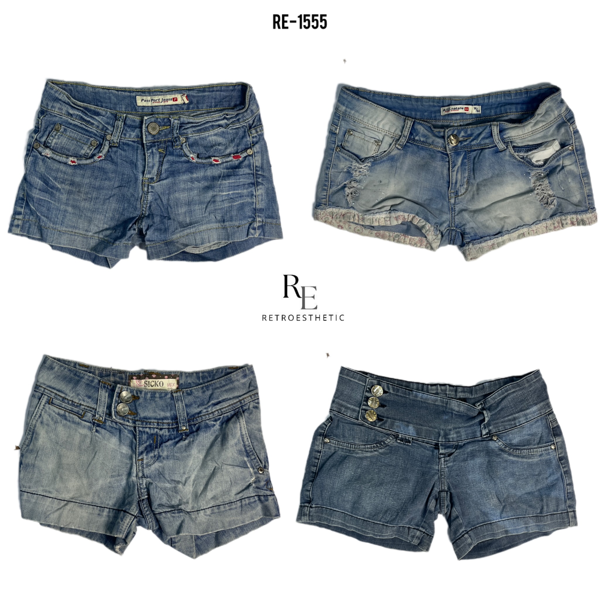 Y2K Retro Style Denim Shorts (RE-1555)