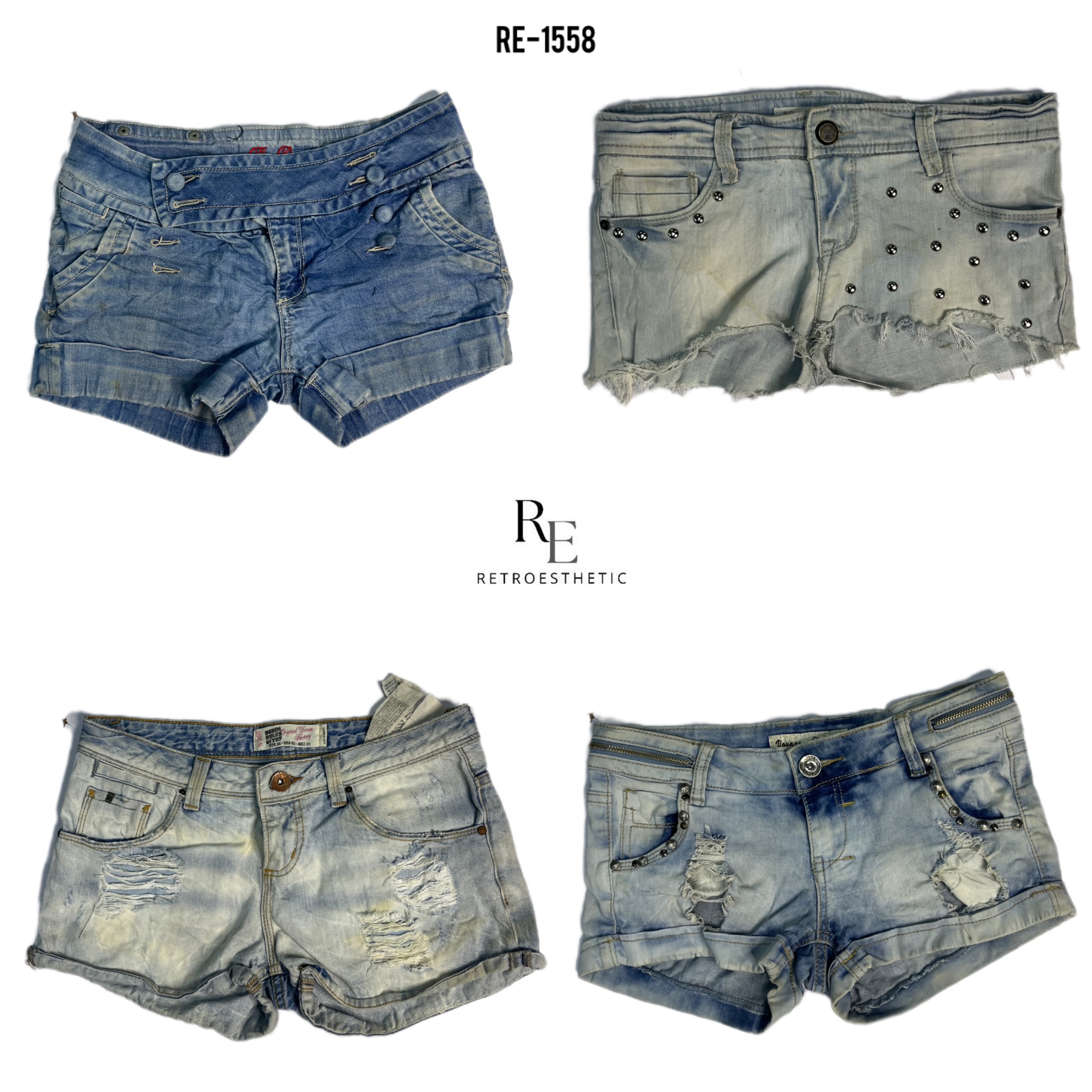Shorts de mezclilla Y2K Cyber Girl Era (RE-1558)