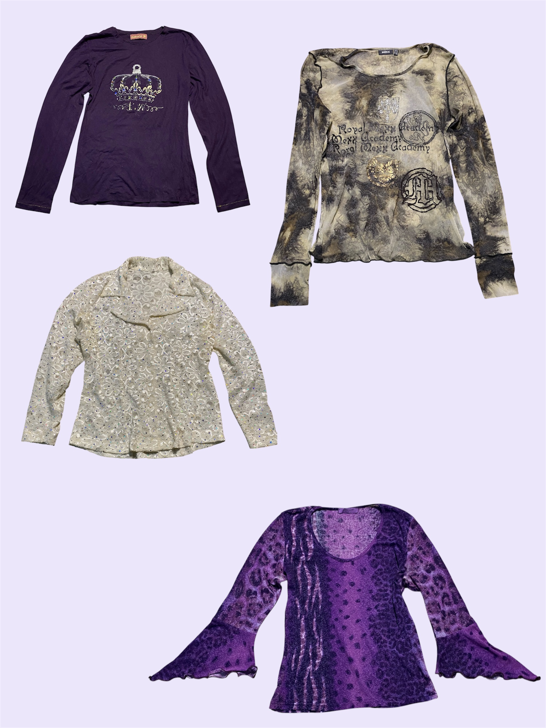 Purple Leopard Mesh Flare Sleeve – Y2K Wild Vibes (TS-623)