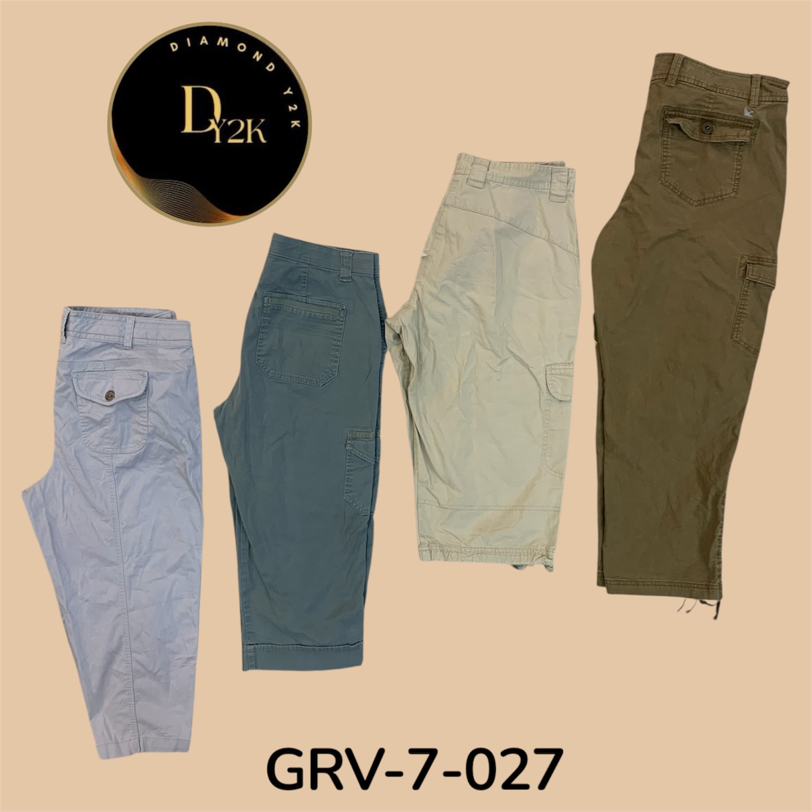 Y2K Cargo Capri Pants – Vintage Utility Style, Laid-Back Fit (GRV-7-027)