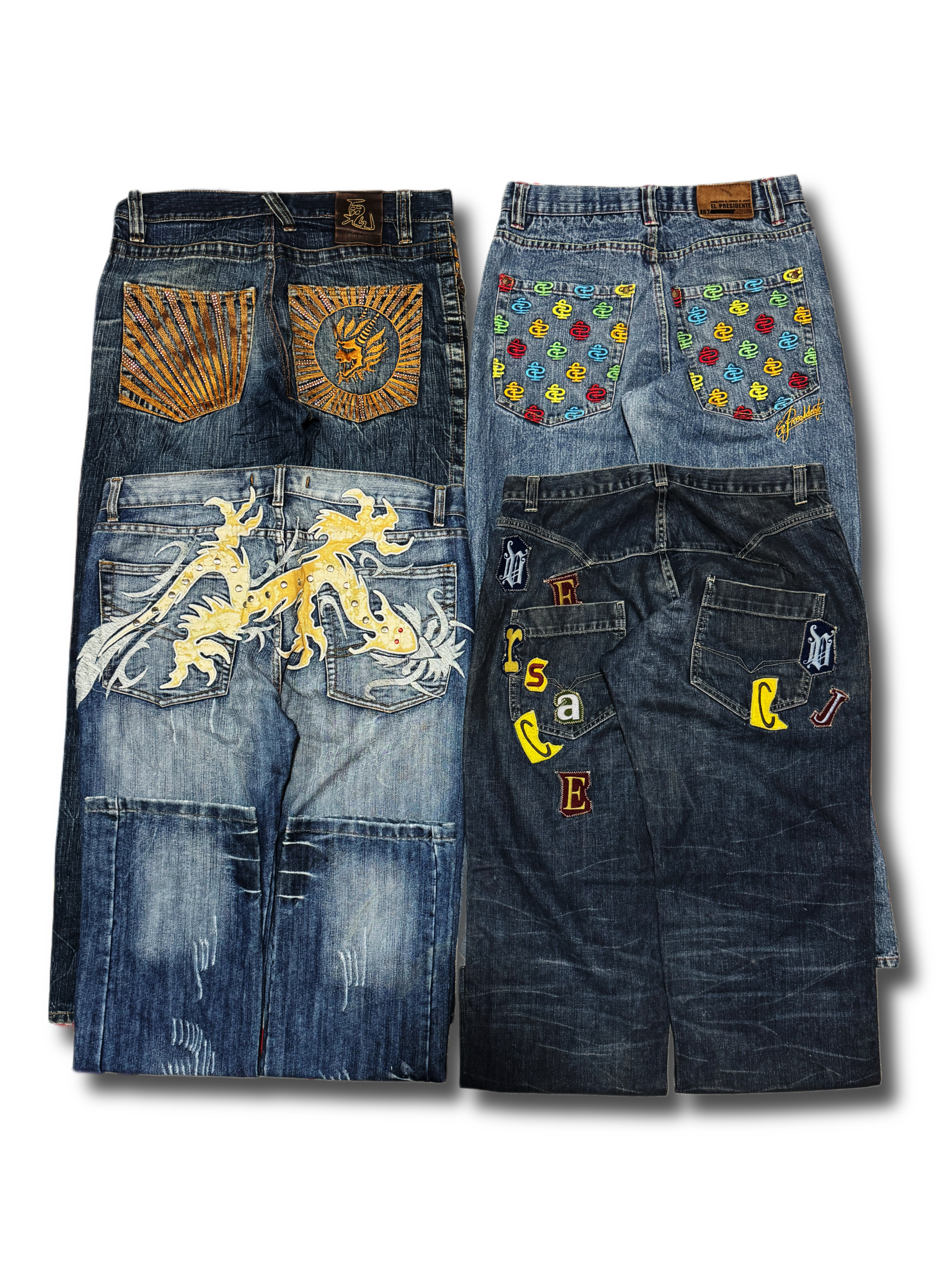 Y2K Hip Hop Japanese Embroidered Jeans