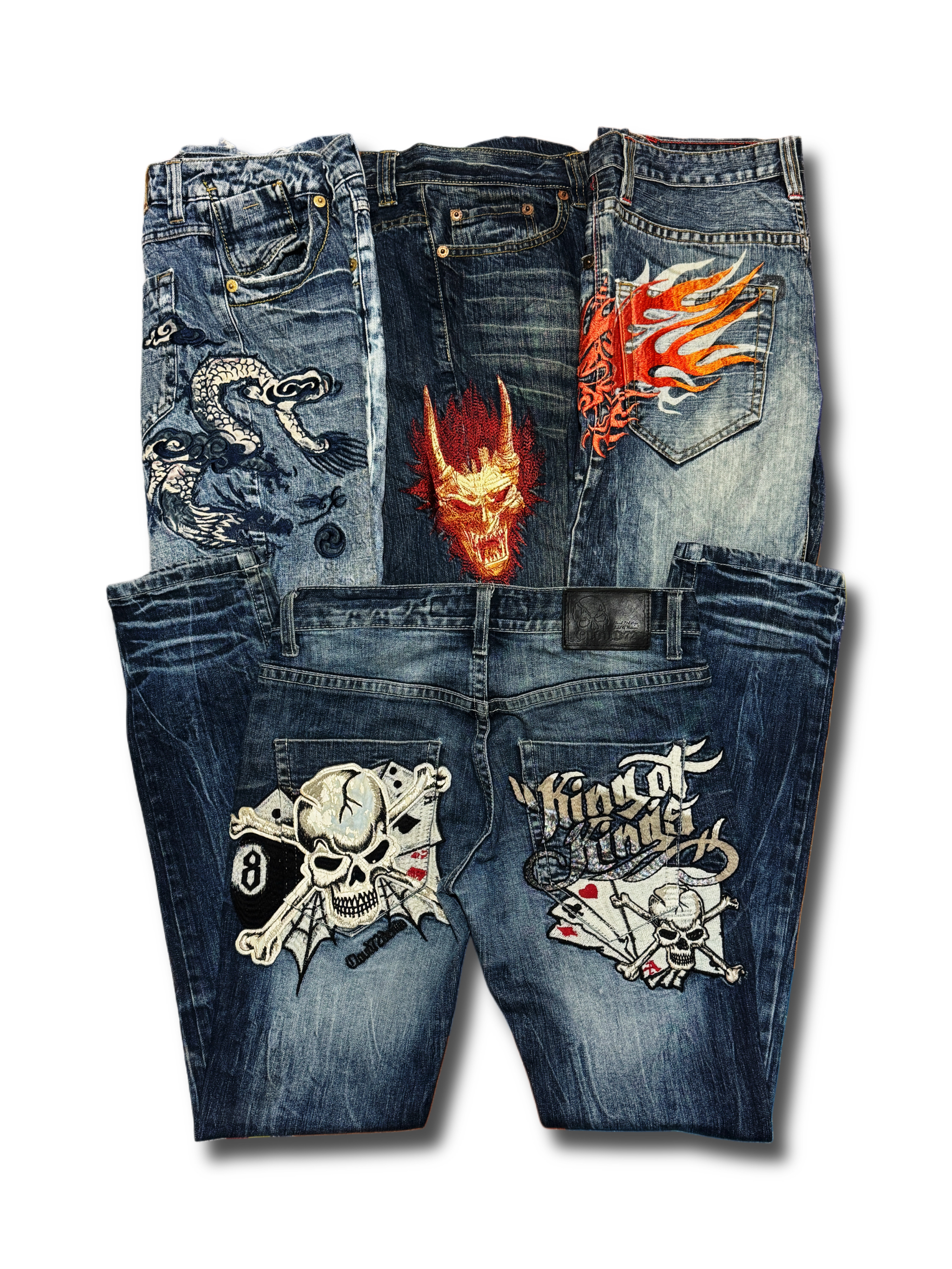 Y2K Hip Hop Japanisch bestickte Jeans