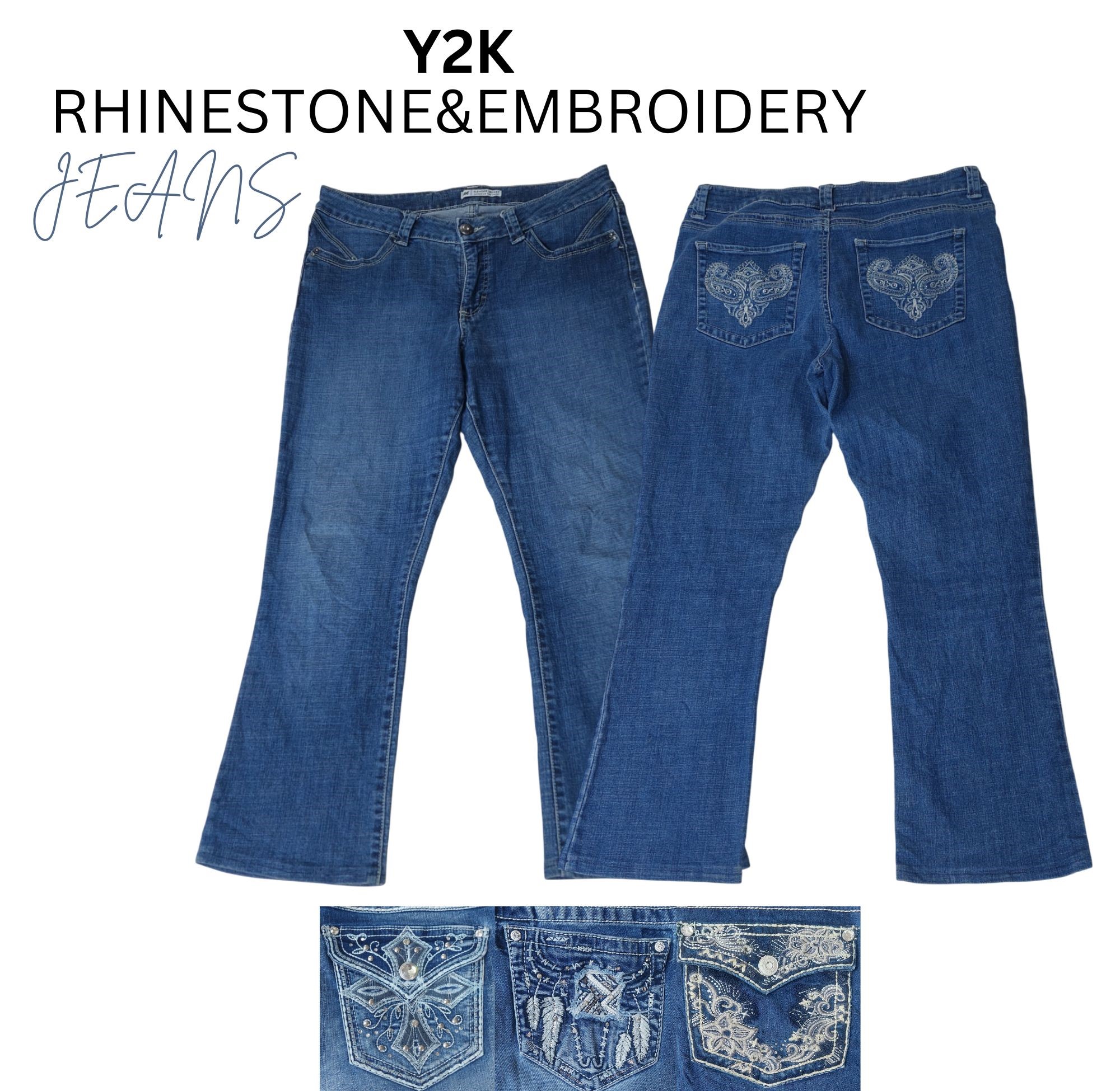 Y2K RHINESTONE&EMBROIDERY JEANS