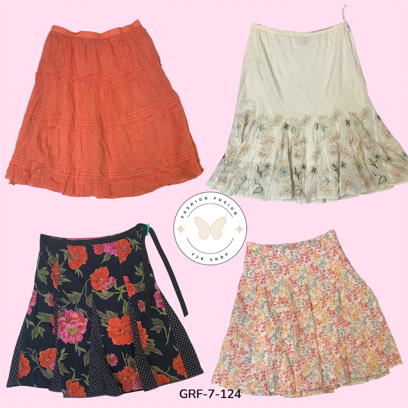 Y2K Statement Skirts | Pink & Black Prints That Pop (GRF-7-124)