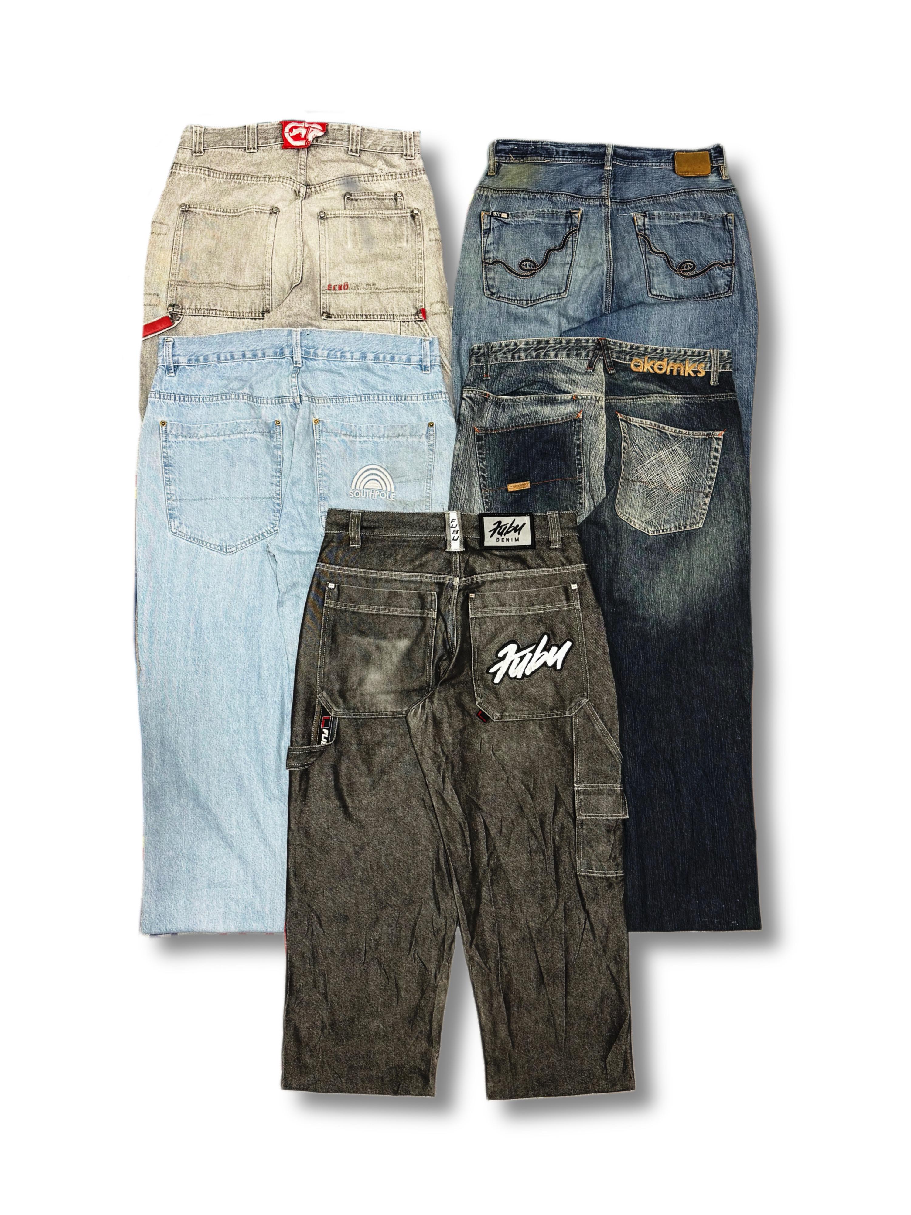 Jeans bordados japoneses de hip hop Y2K (AS-8)