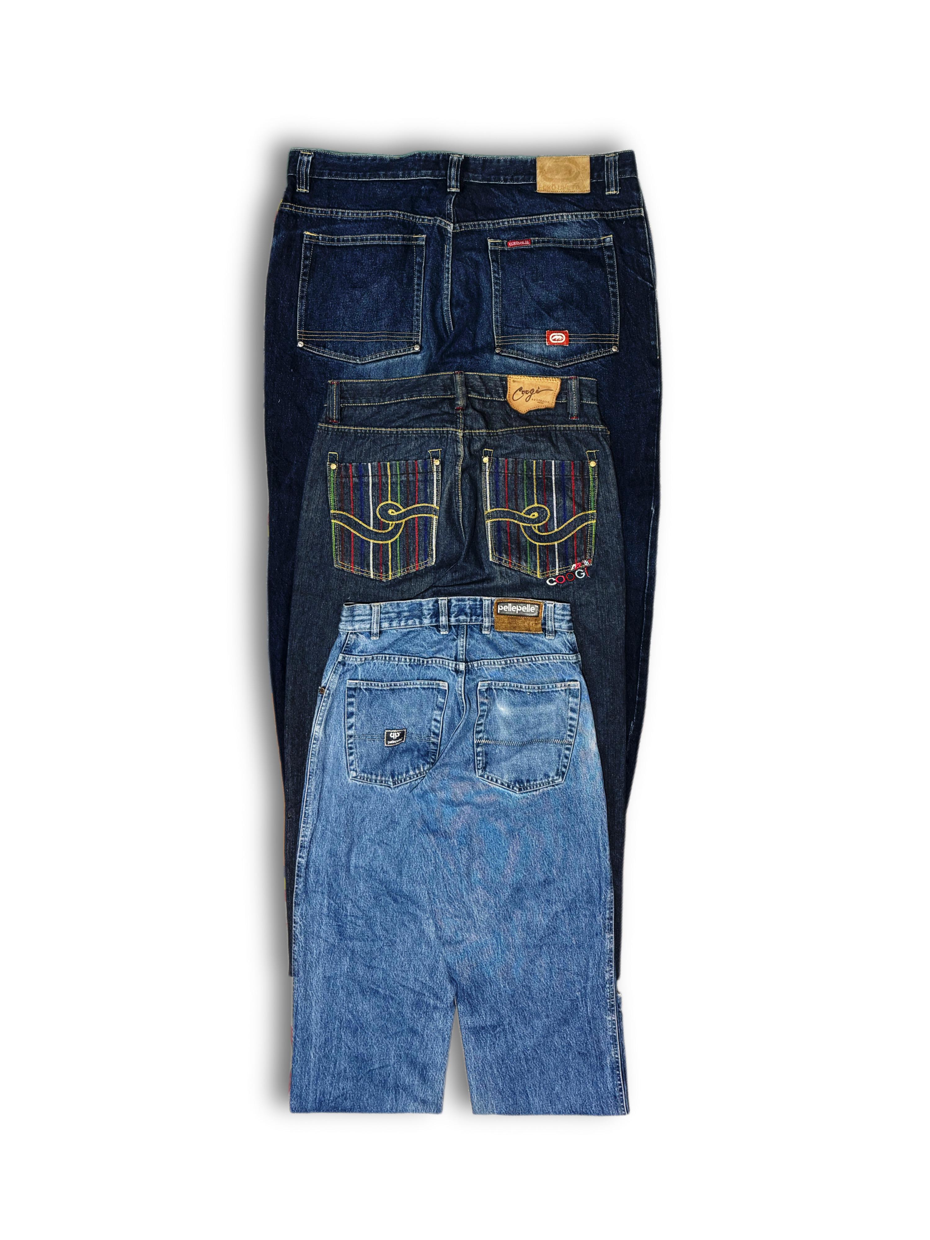 Y2K Hip Hop Japanisch bestickte Jeans