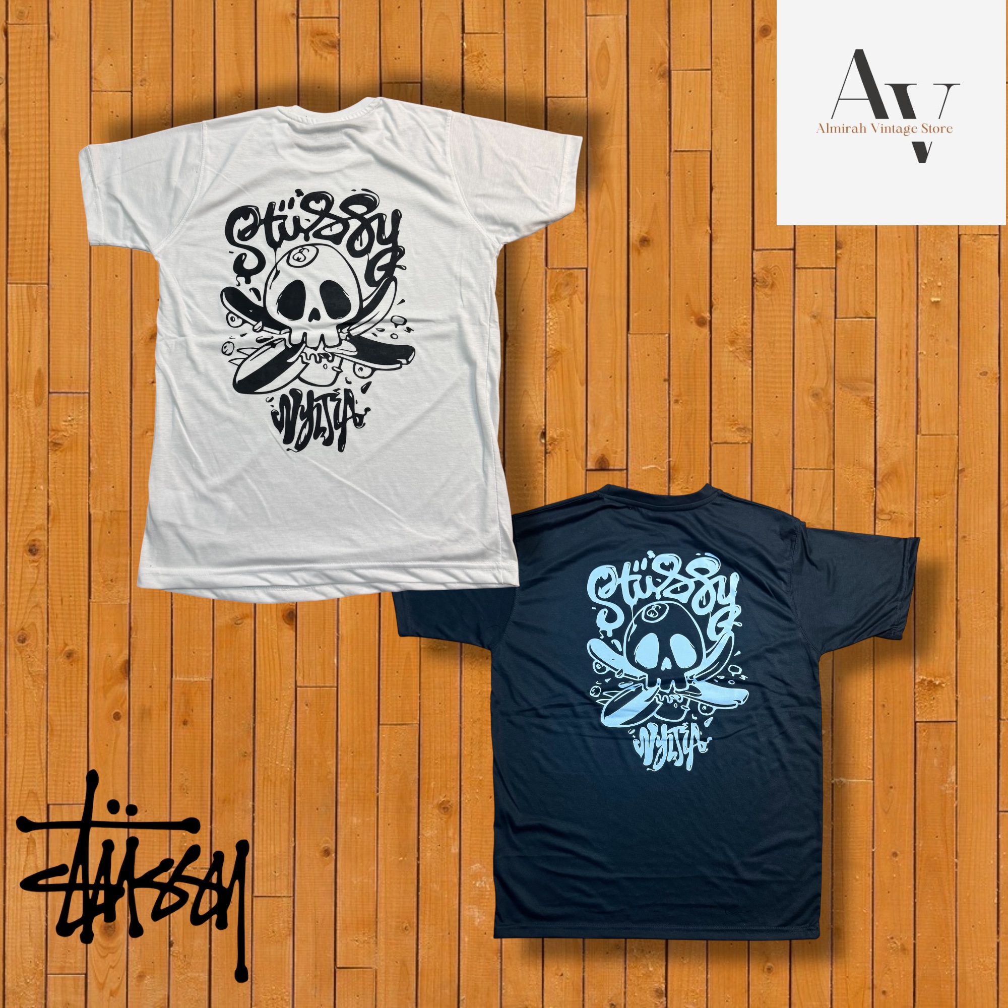 Stussy rework style skull stussy tee