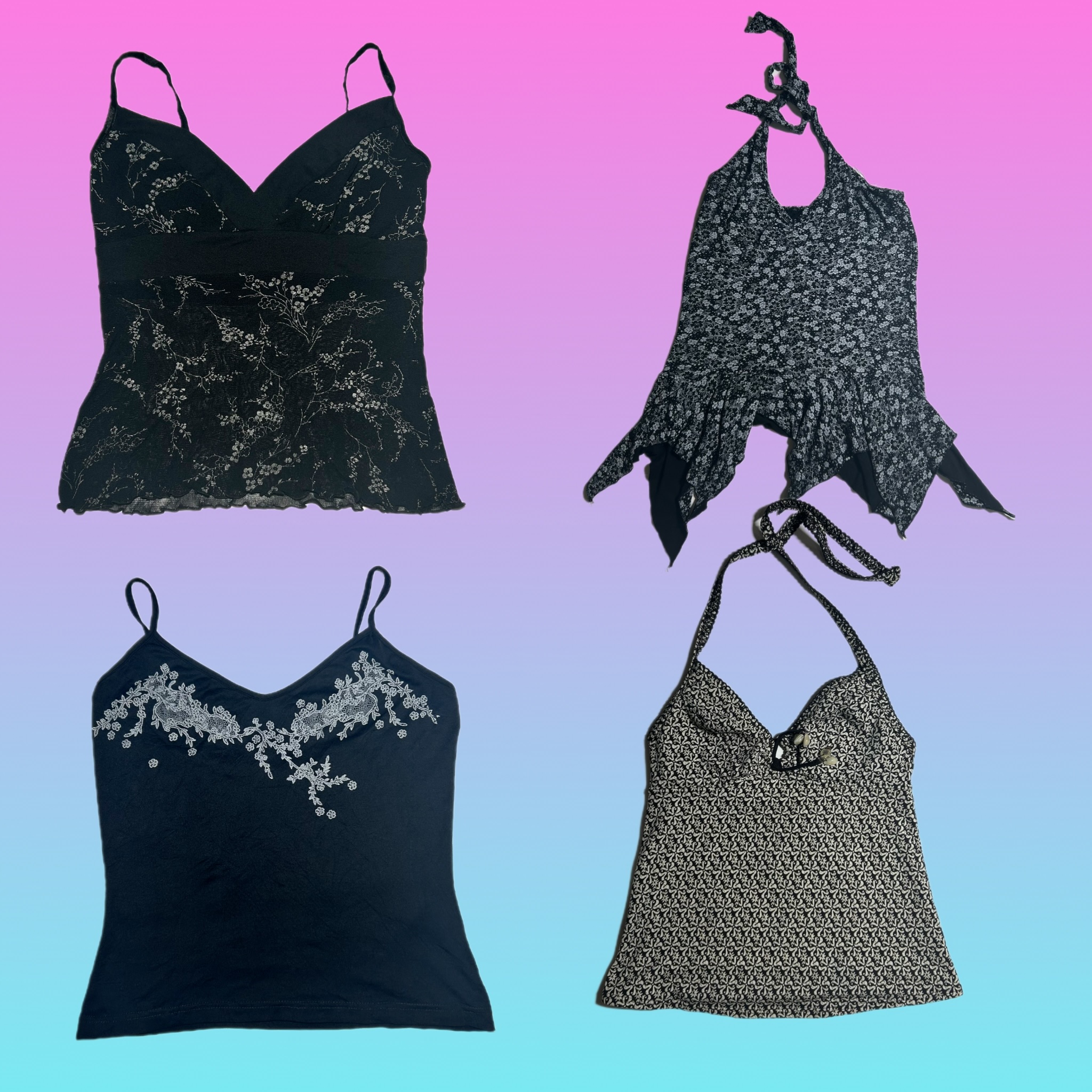 Y2k Alle Schwarz Cami Tops (TT-139)