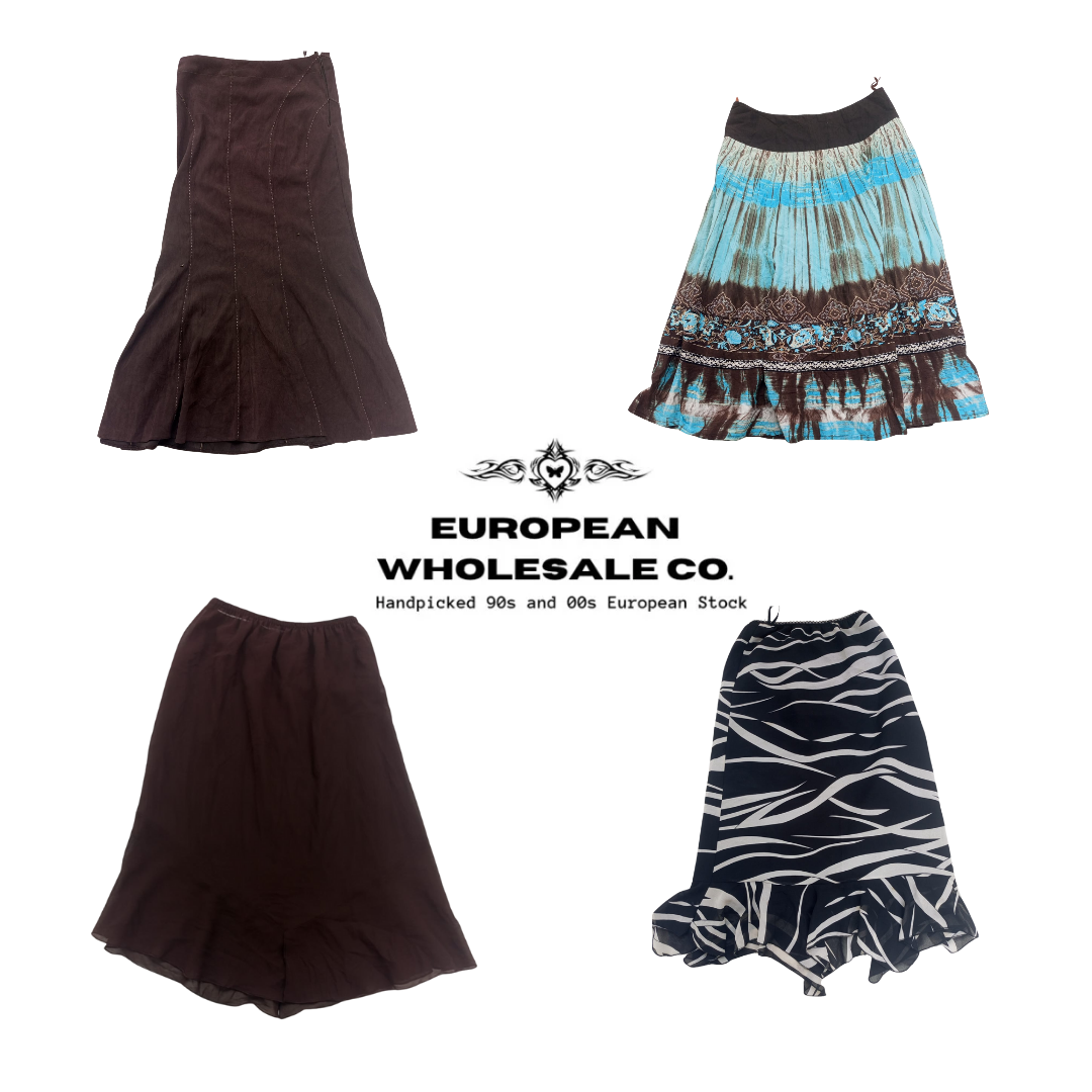 Jupes midi mélange d'esthétiques européennes Y2K (EWC122)