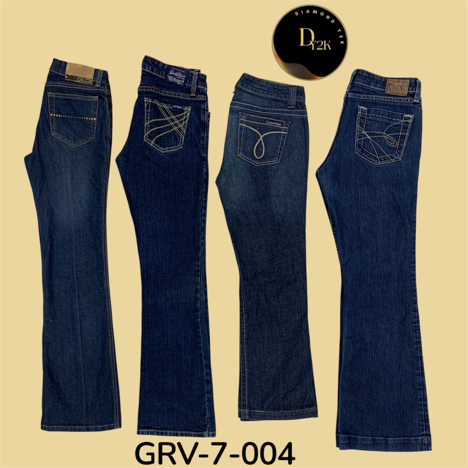 Jeans de campana azules – Denim auténtico de Y2K con ajuste icónico de los 2000 (GRV-7-004)