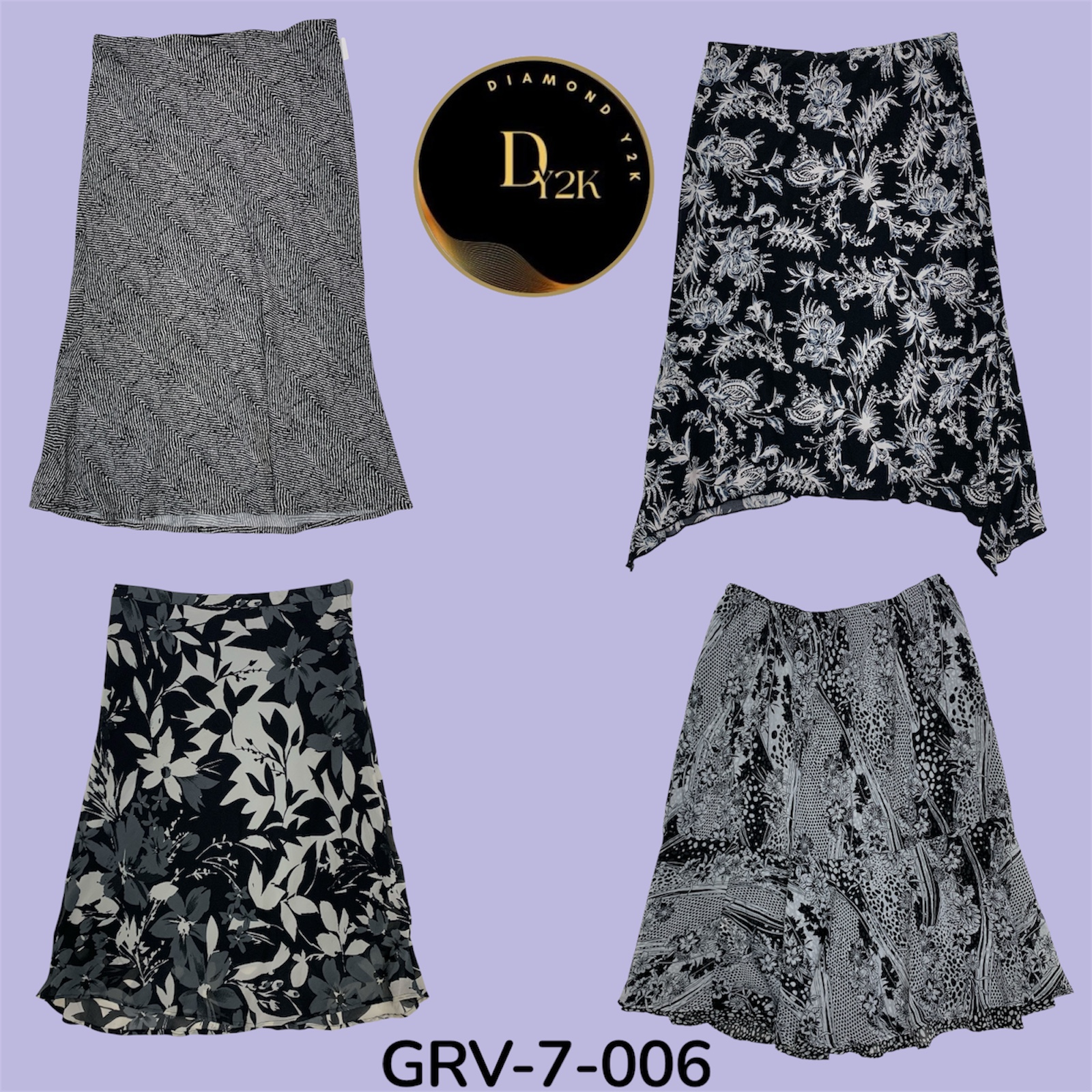Y2K Black & White Poly Skirt – Bold Contrast, Iconic Style (GRV-7-006)