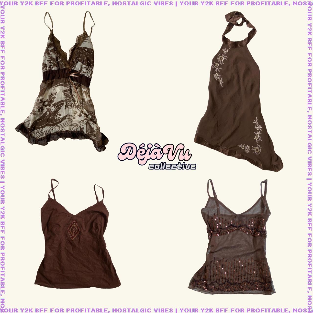 90s Y2K Grunge Palette Mesh Beaded Cami Tops (DVC#55)