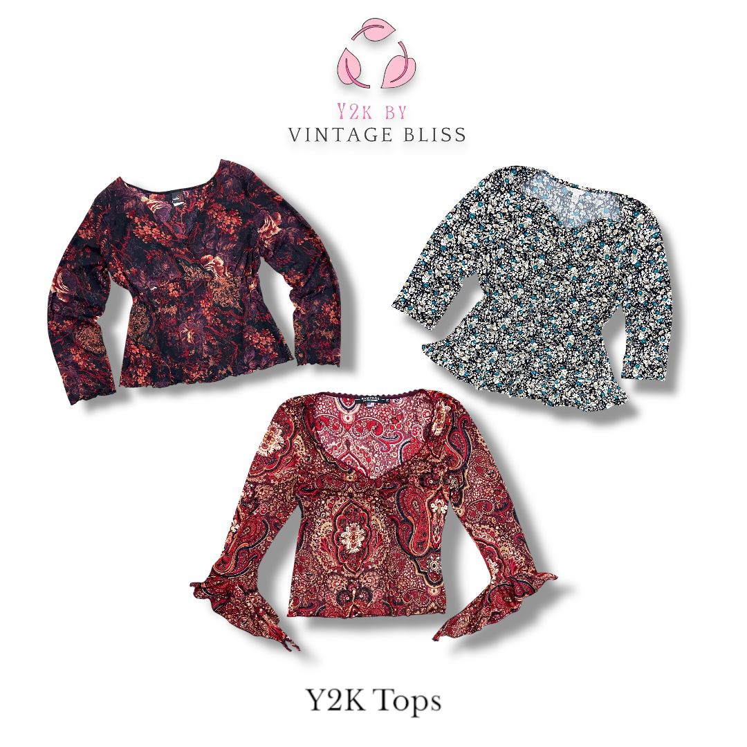 Y2K Netz Blumen Tops