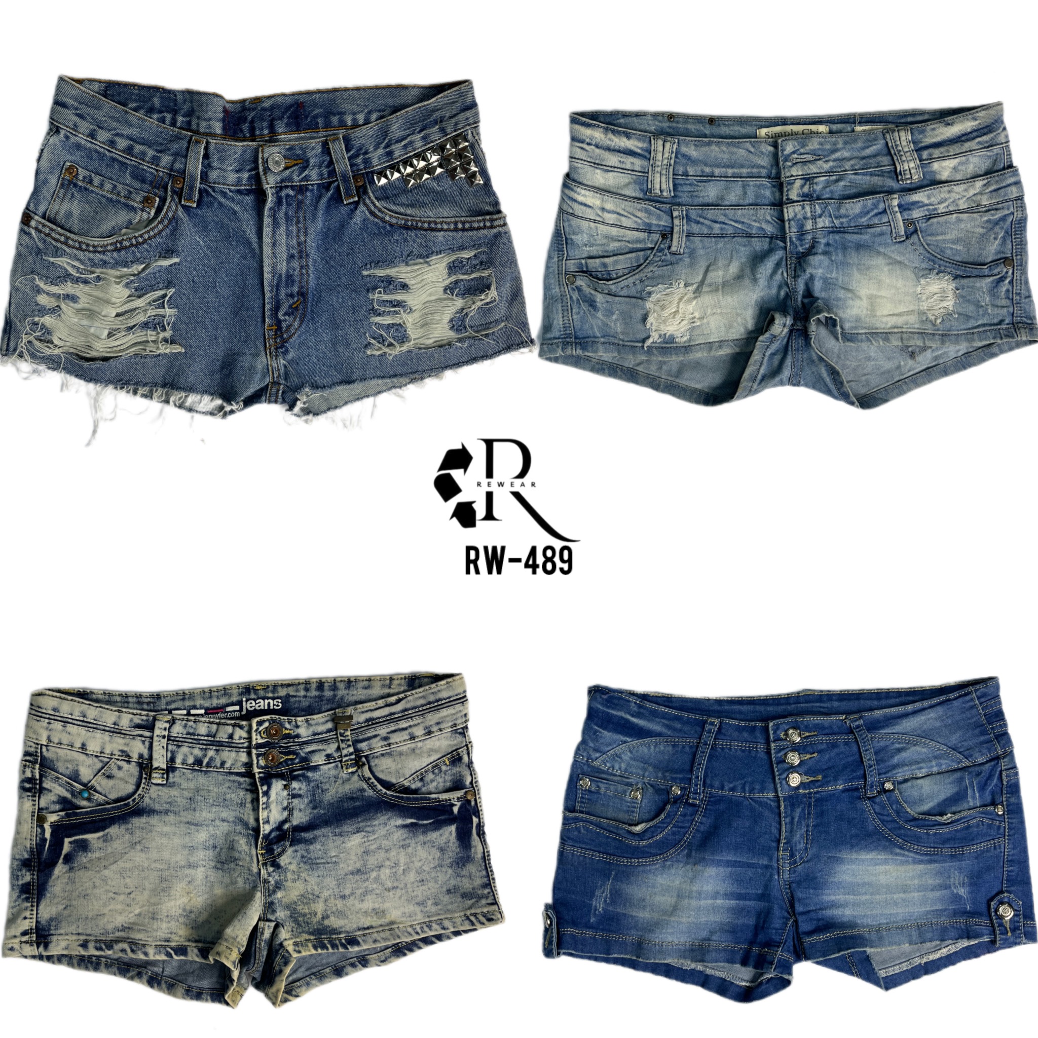 Y2K Retro Stil Denim Shorts (Rw-489)