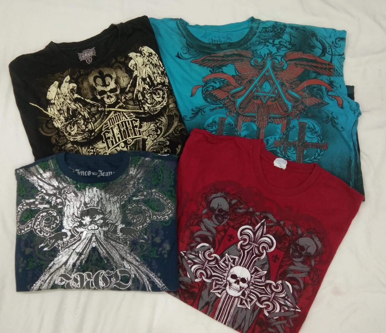 CR4568 ヴィンテージ メンズ スカル Tシャツ