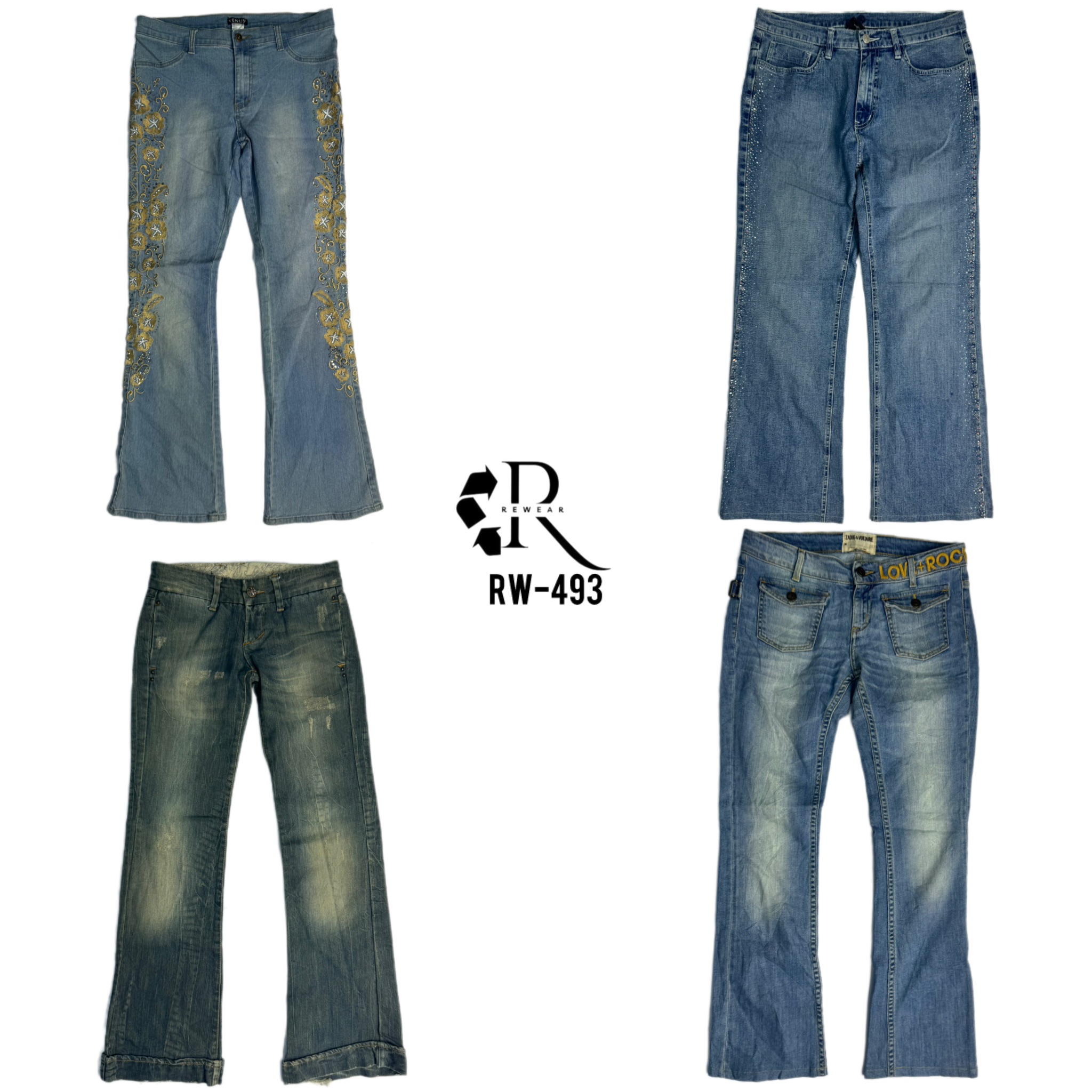 Jean en denim flared unique Y2K (RW-493)