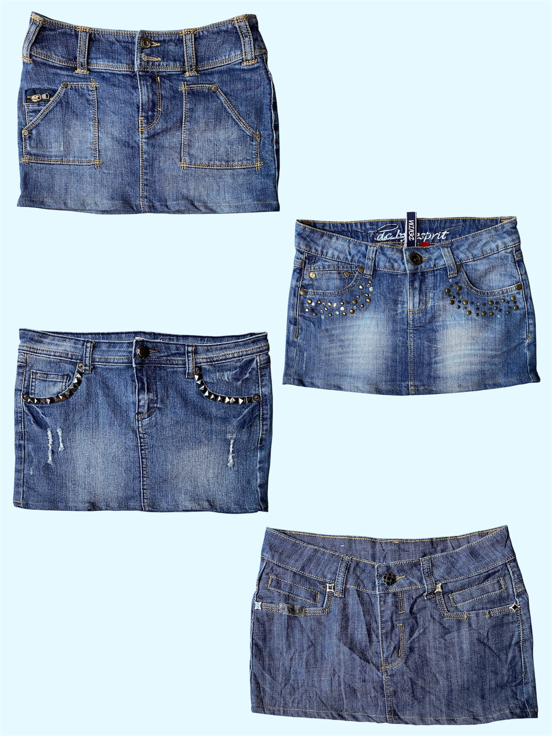 Y2K Kontraststich Low-Waist Denimrock (TS-641)