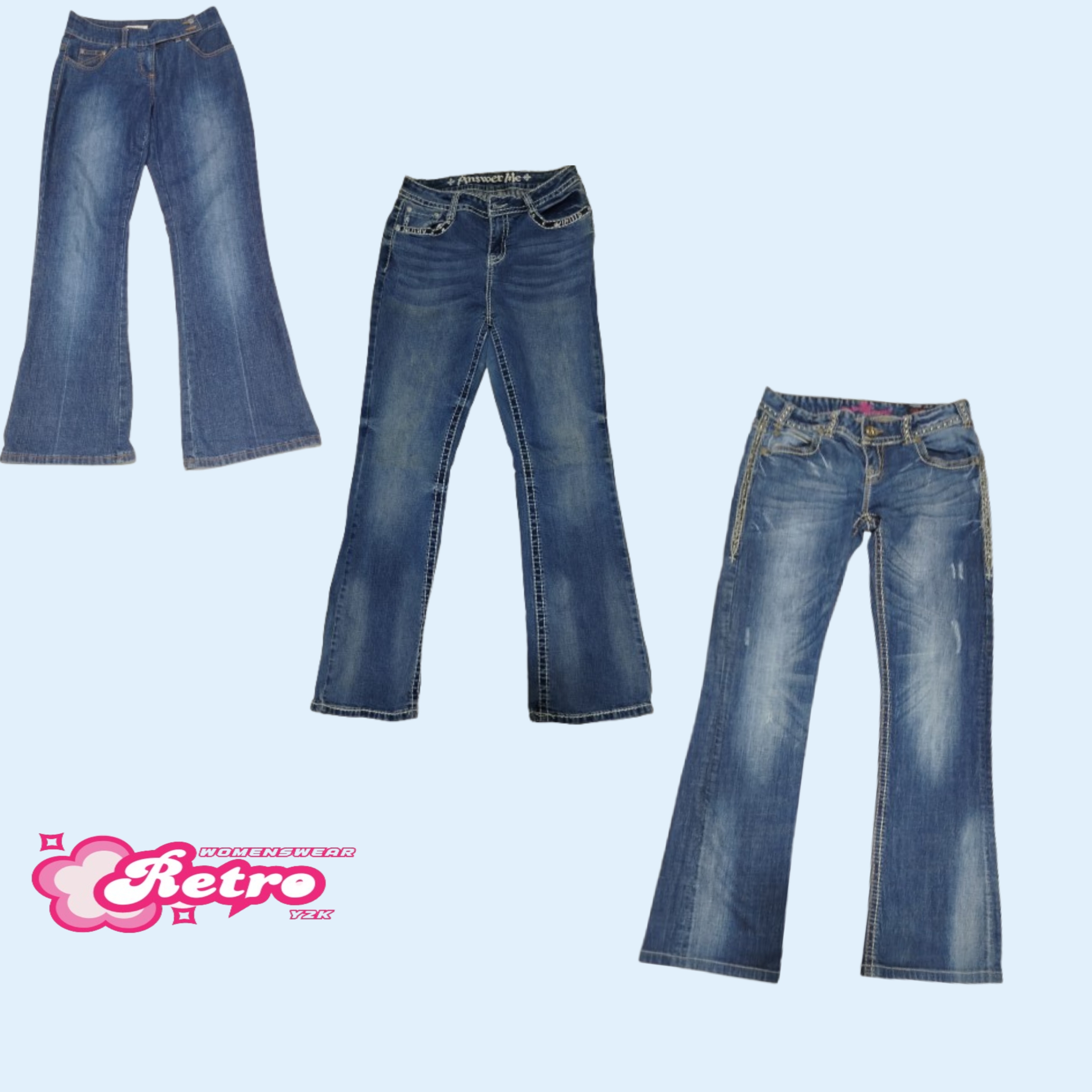 Jeans svasati decorati Y2K
