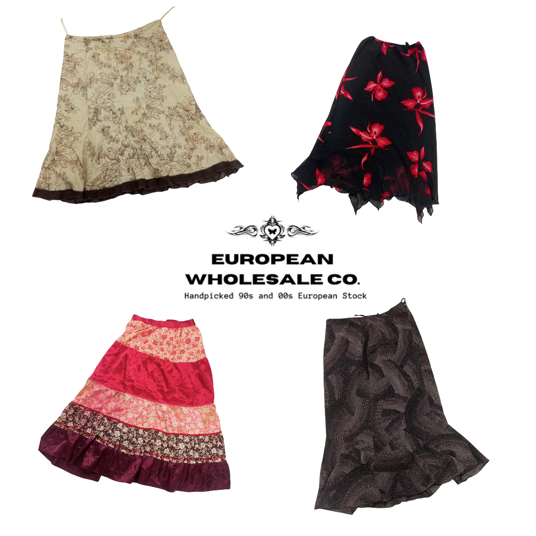 Saia midi de estéticas mistas europeias Y2K (EWC425)