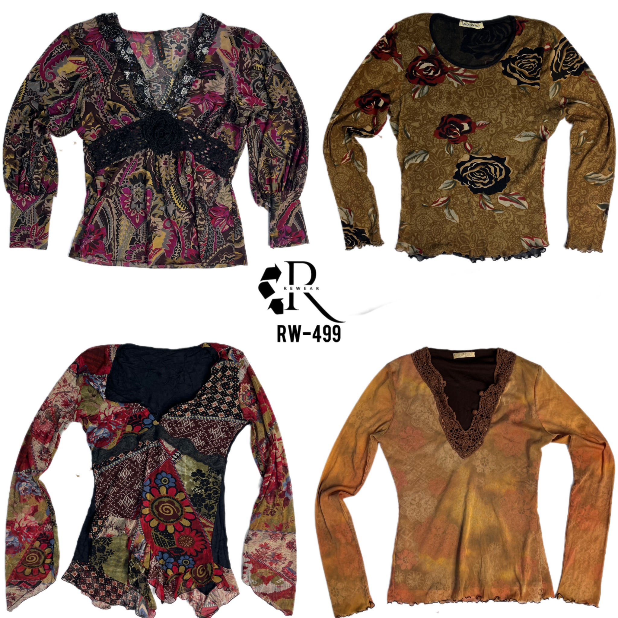 Tops de manga longa grunge Y2K (RW-499)