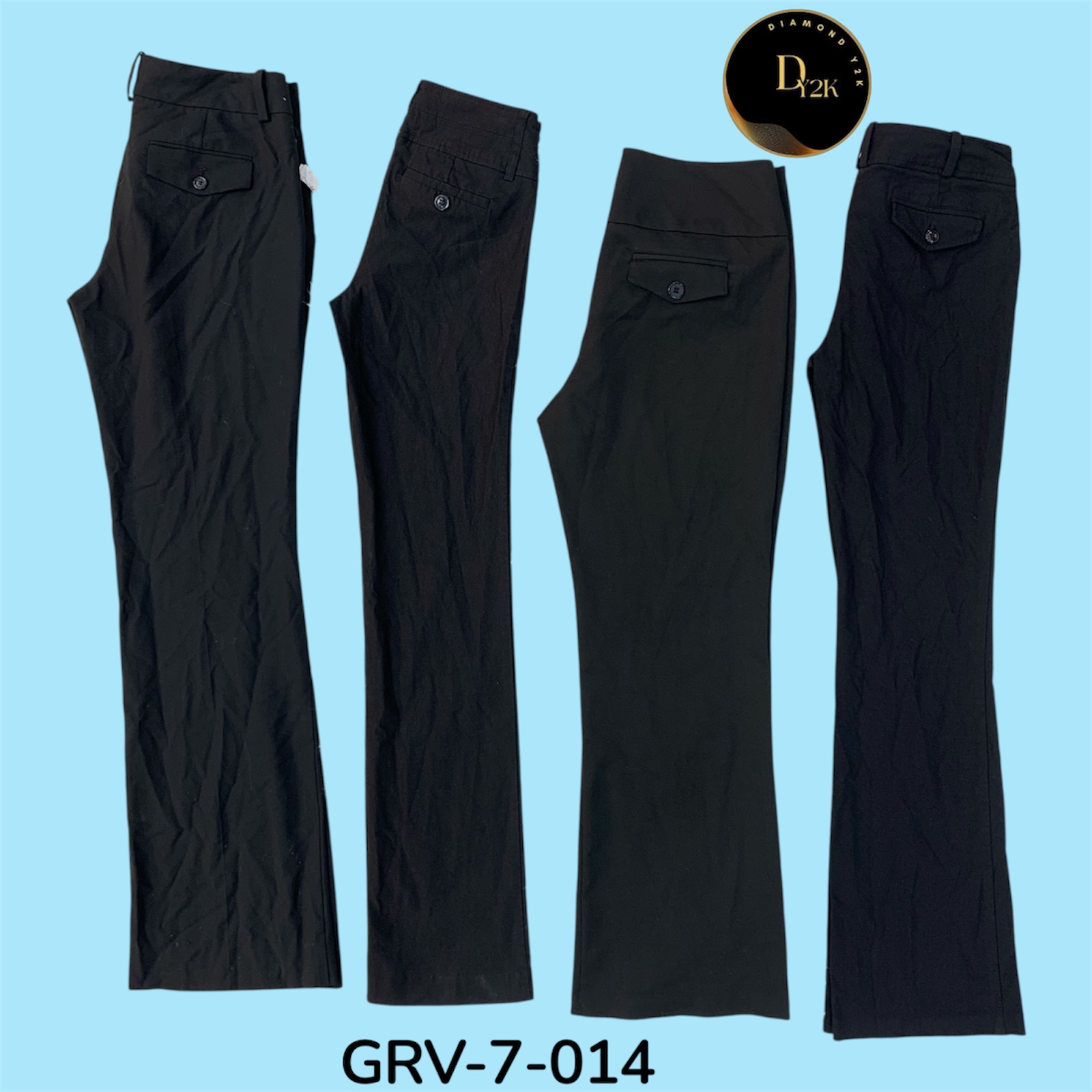 Calças Pretas em Poliéster – Estilo Y2K Atemporal com um Corte Elegante (GRV-7-014)