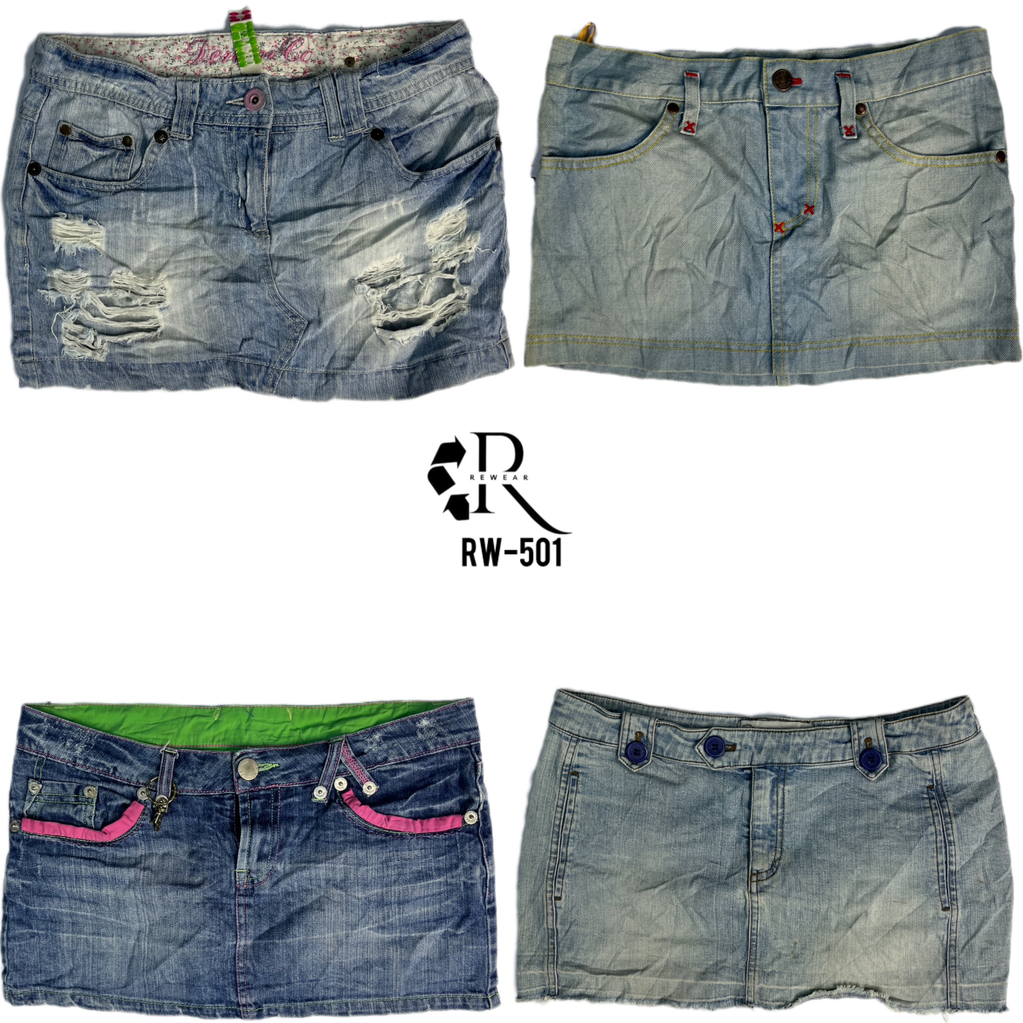 Minisaias de Denim da Era Y2K Cyber Girl (RW-501)