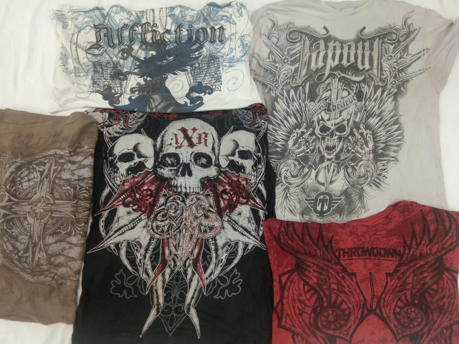 CR4580 Camisetas de Hombre con Impresión de Calavera Gótica