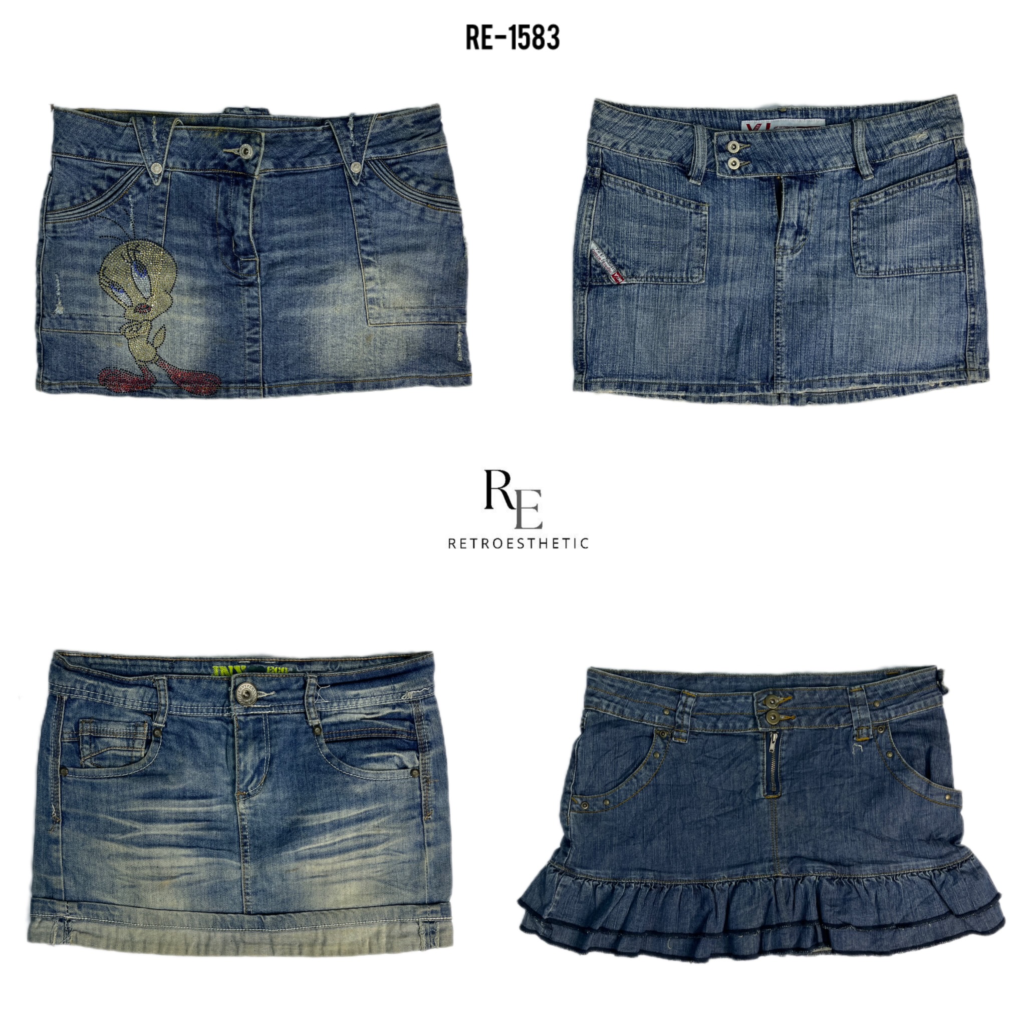Y2K IT Girl Denim Mini Skirts (RE-1583)