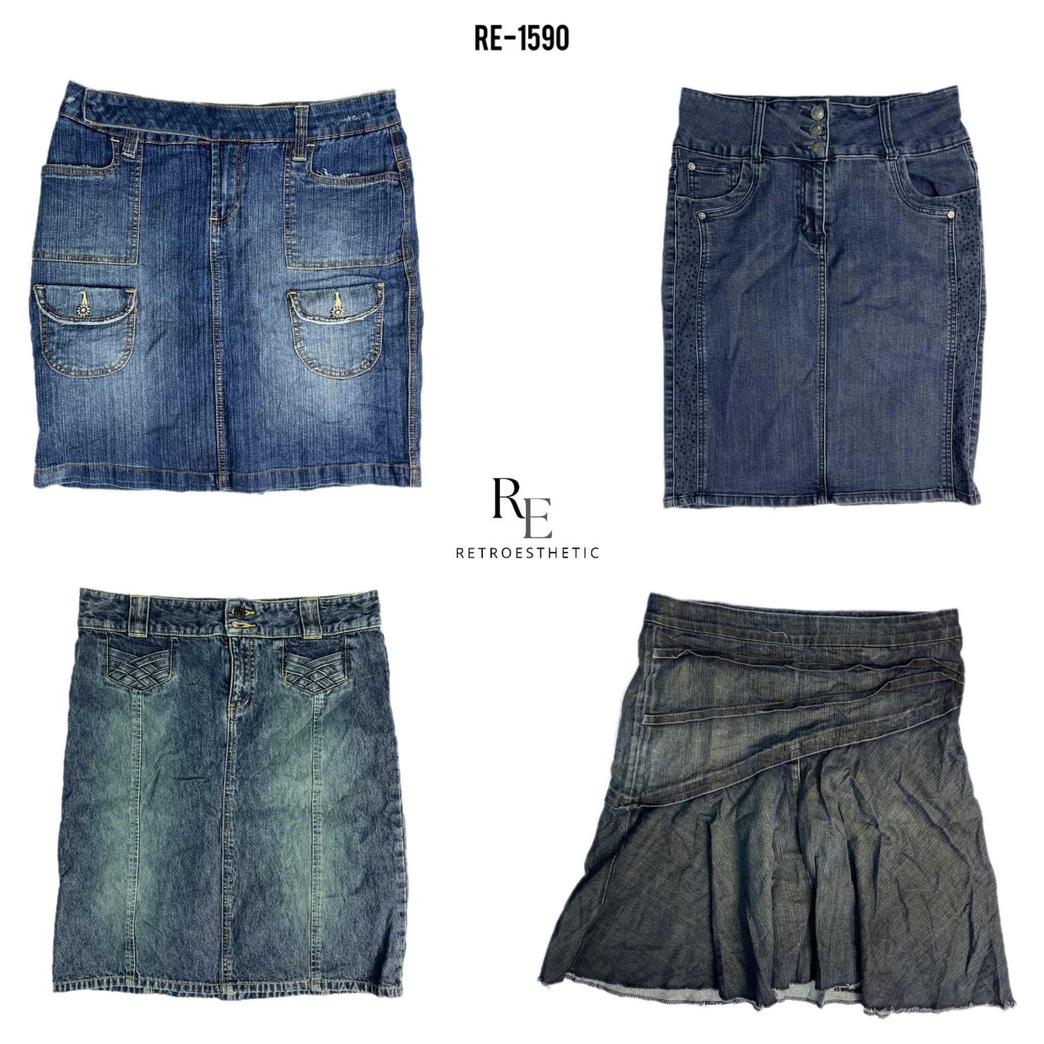 Y2K Britney Era Denim Midi Skirts (RE-1590)