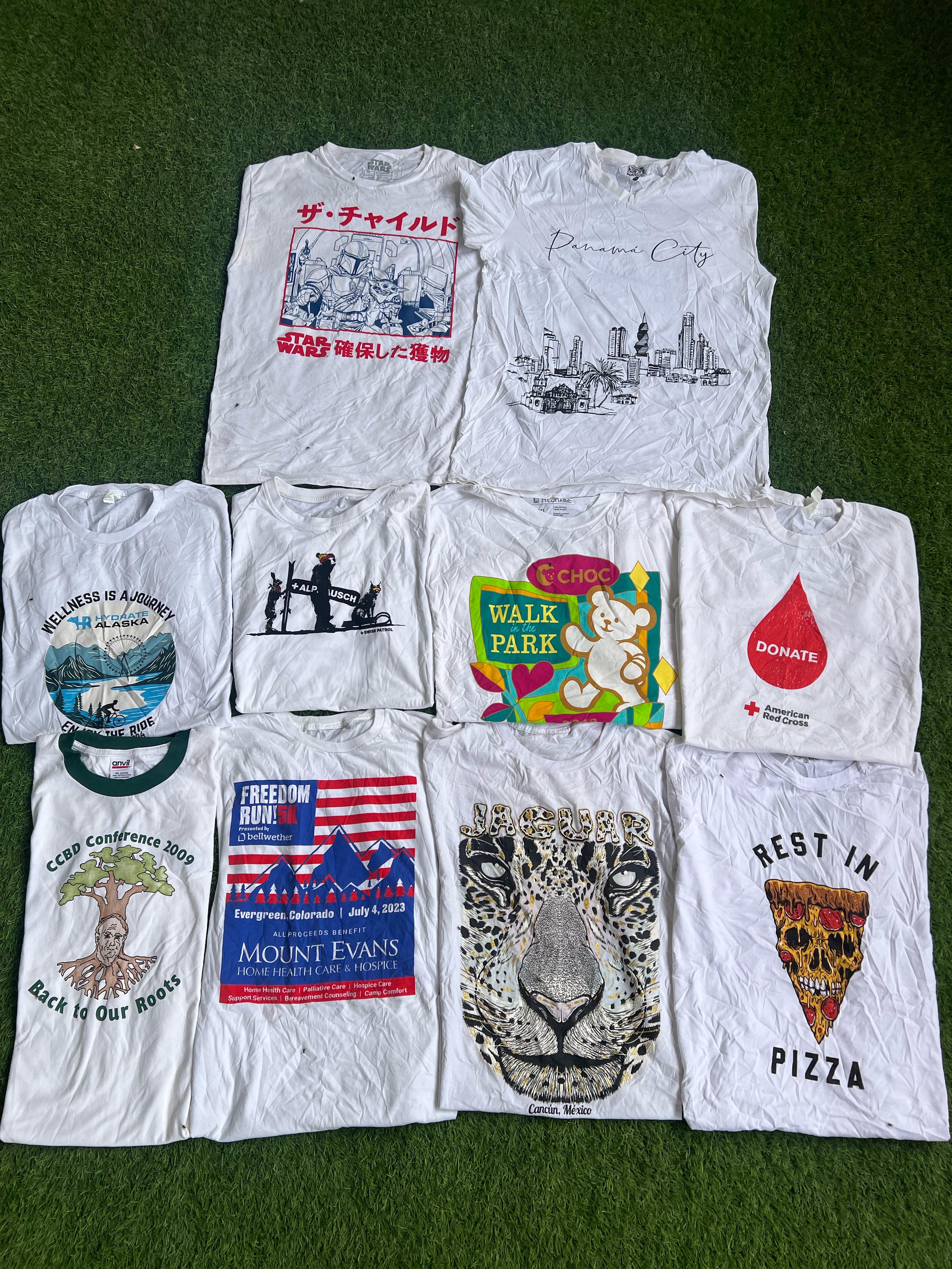 T-SHIRTS IMPRIMÉS NON MARQUÉS (BLANCS)