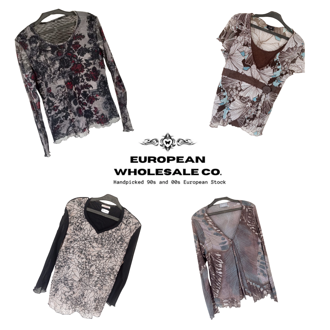 Y2K Italian Fairycore Mesh Long Sleeve Tops Mix(EWC429)