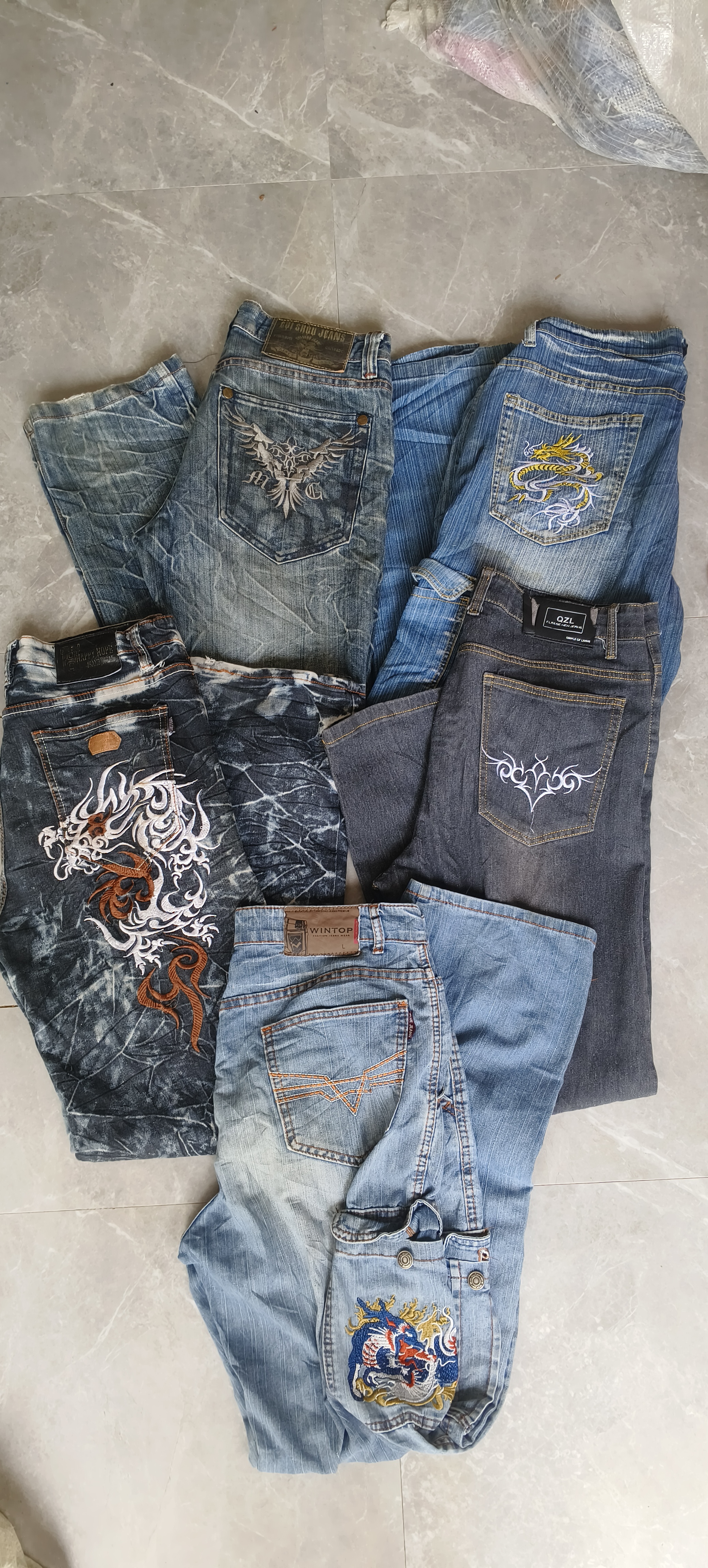 Japanese embroidery jeans