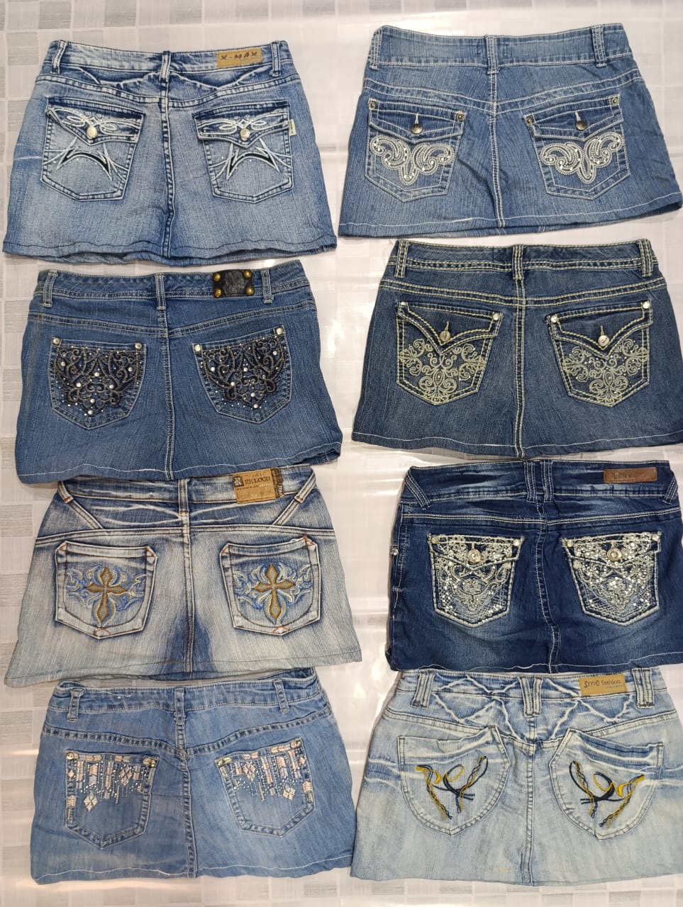 R85 Pantaloni Corti Donna Y2k Riciclati con Decorazioni