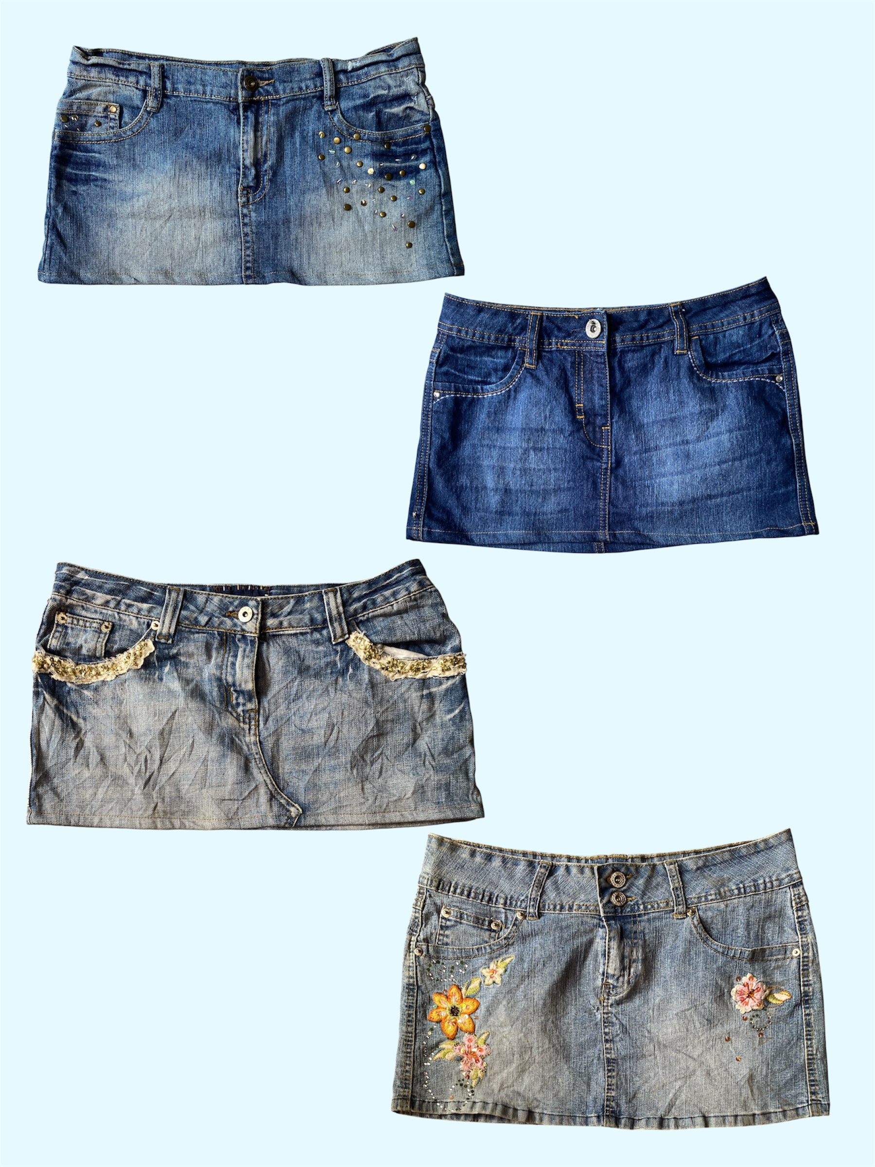 Gonna Mini in Denim Ricamata Y2K (TS-636)