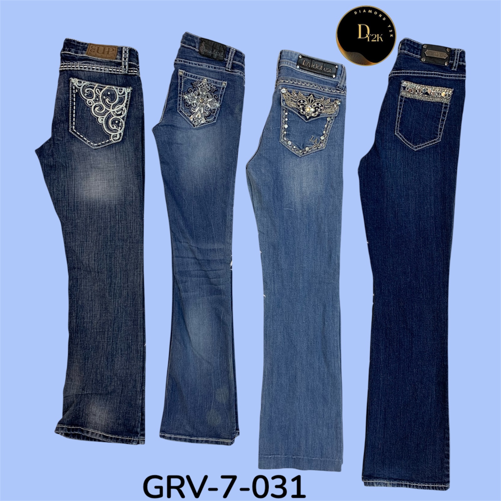 Jeans Femininos com Manguinhas e Bordado (GRV-7-031)