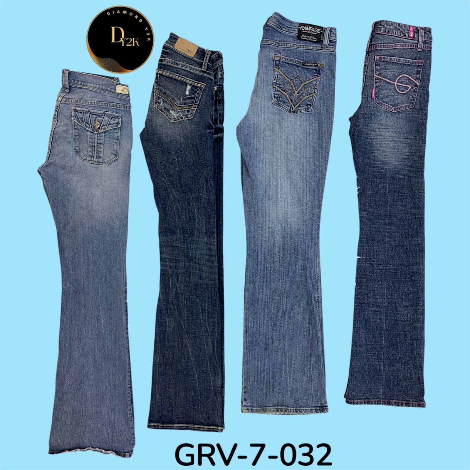 Jeans évasés bleus Y2K – Coupe rétro (GRV-7-032)