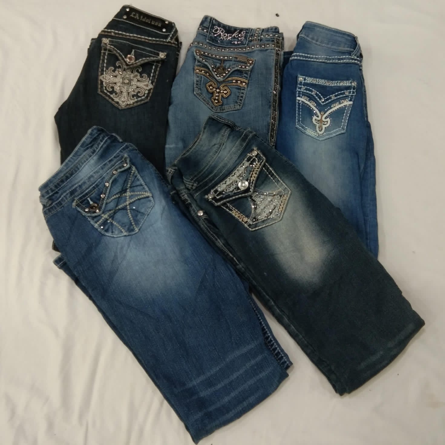 IQ0375 Jeans svasati adornati Y2K