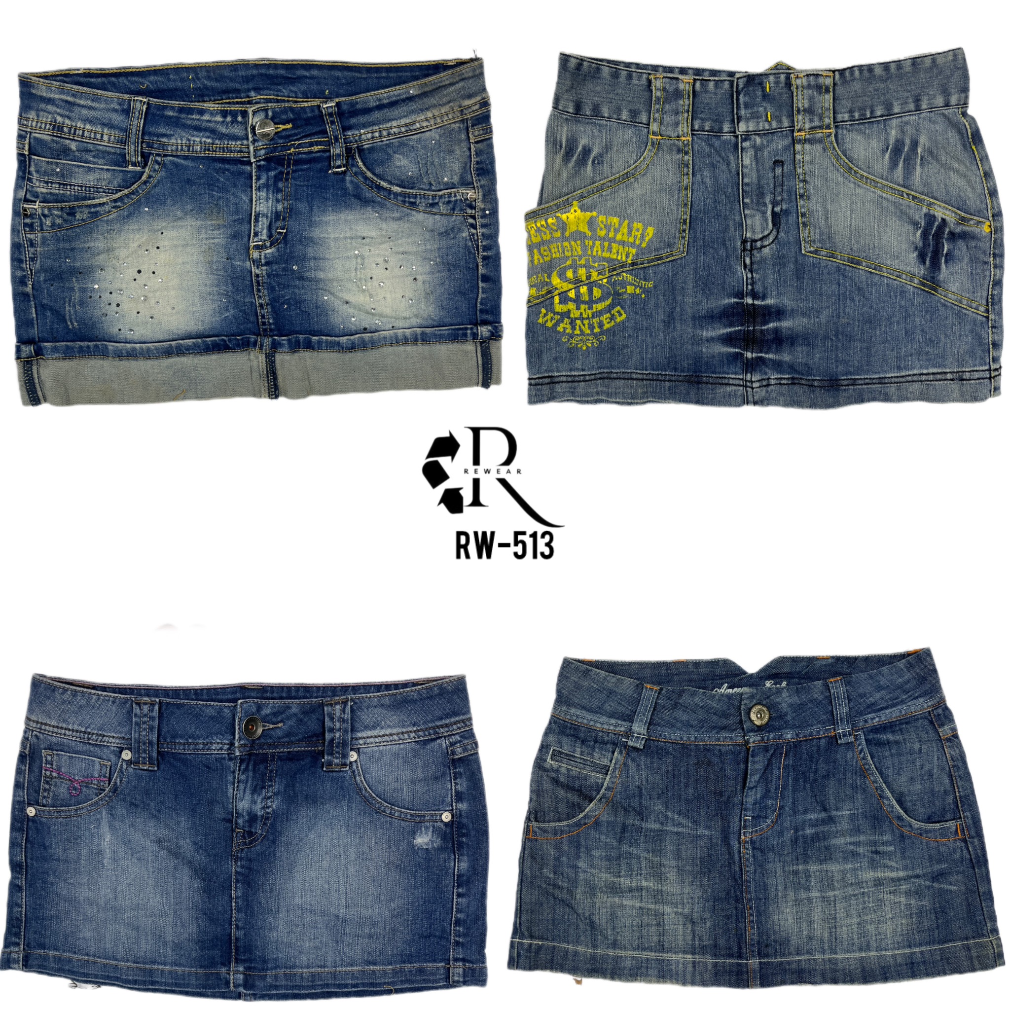Mini Gonne in Denim dell'Era Y2K Cyber Girl (RW-513)