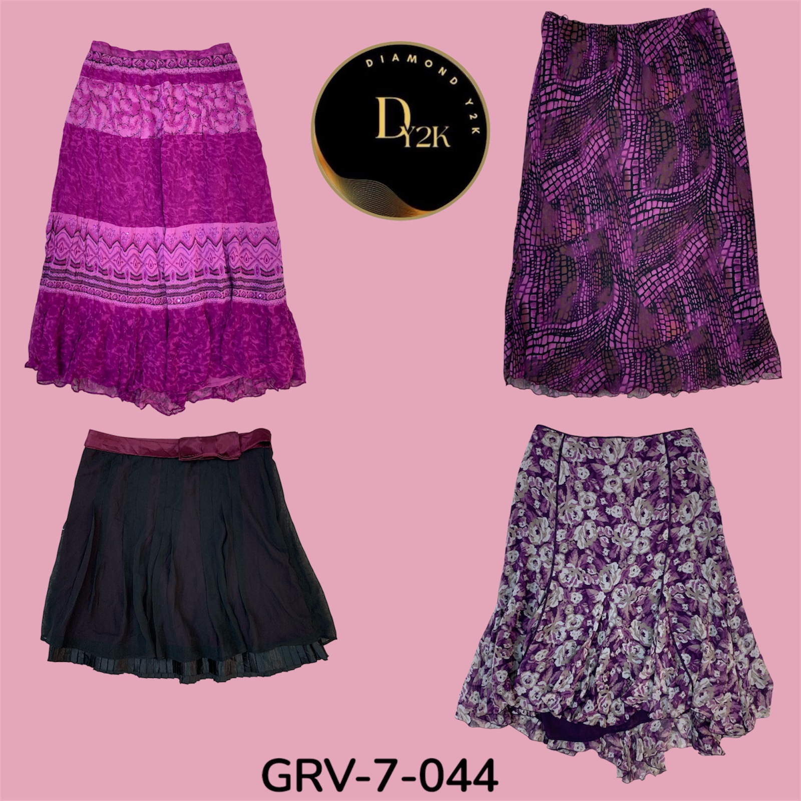 Gonna in Poliestere Viola - Leggera, Fluttuante Stile Y2K (GRV-7-044)