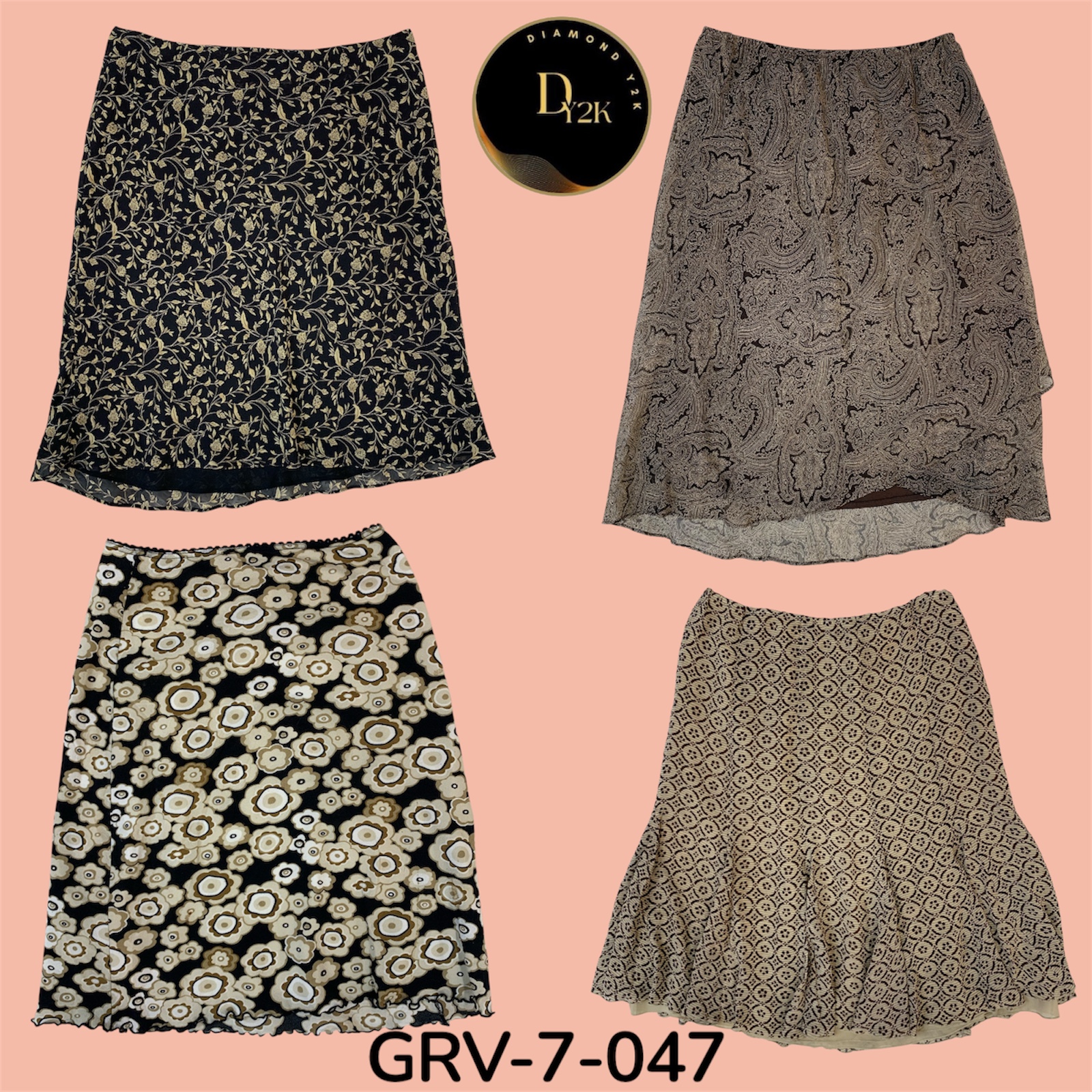 Jupe en polyamide marron doux - Inspirée du rétro, à porter au quotidien (GRV-7-047)