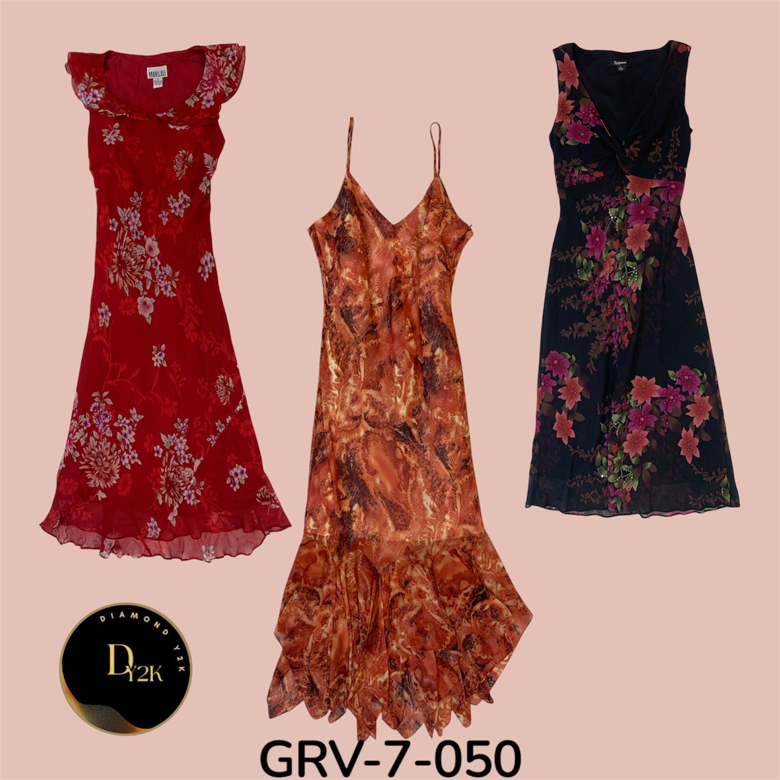 Y2K Colourful Poly Dress – Retro-Inspired & Flowy (GRV-7-050)