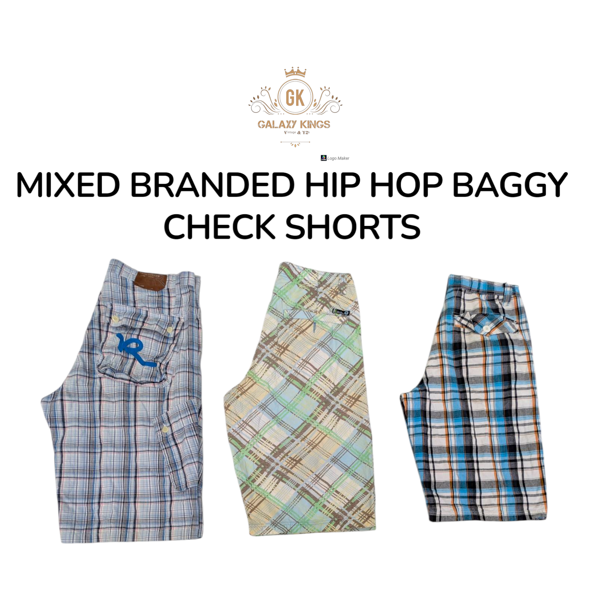 Pantaloni corti a quadri Hip Hop misti.