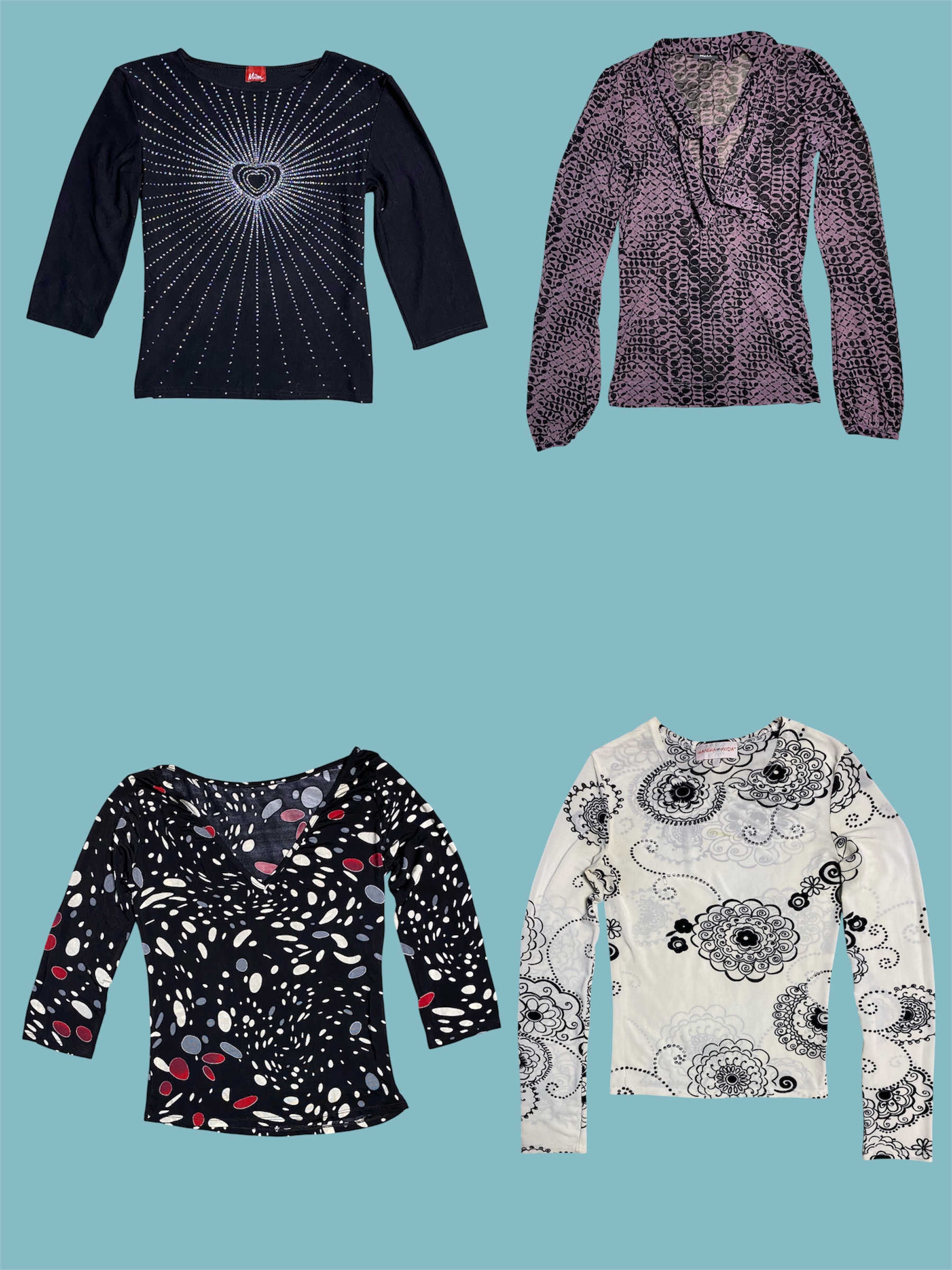 Haut en maille floral monochrome Y2K (TS-649)