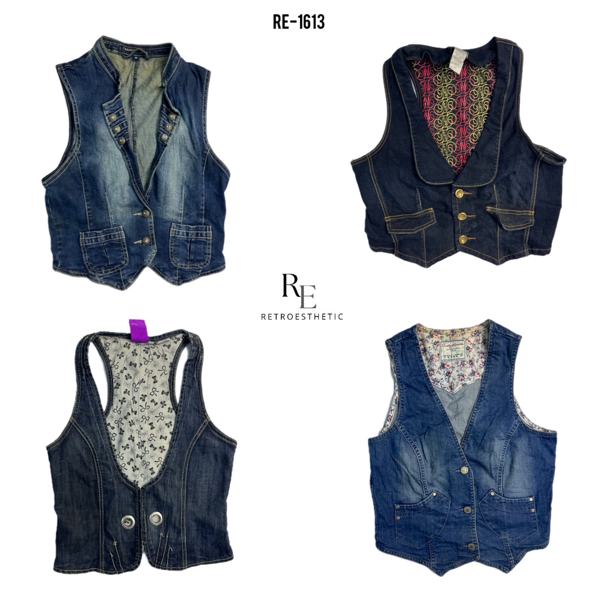 Y2K Cyber Girl Ära Denim-Westen (RE-1613)